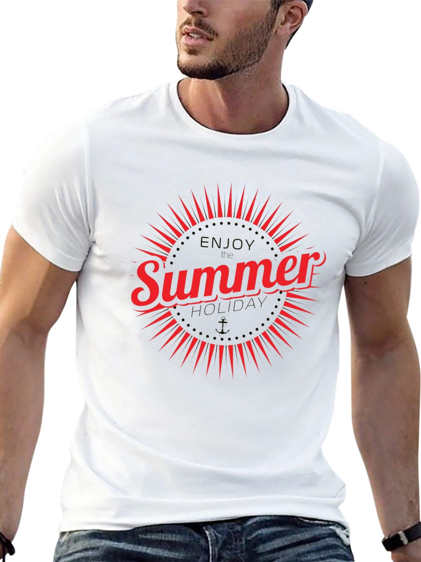 Summer Holiday Graphic T-Shirt - Black