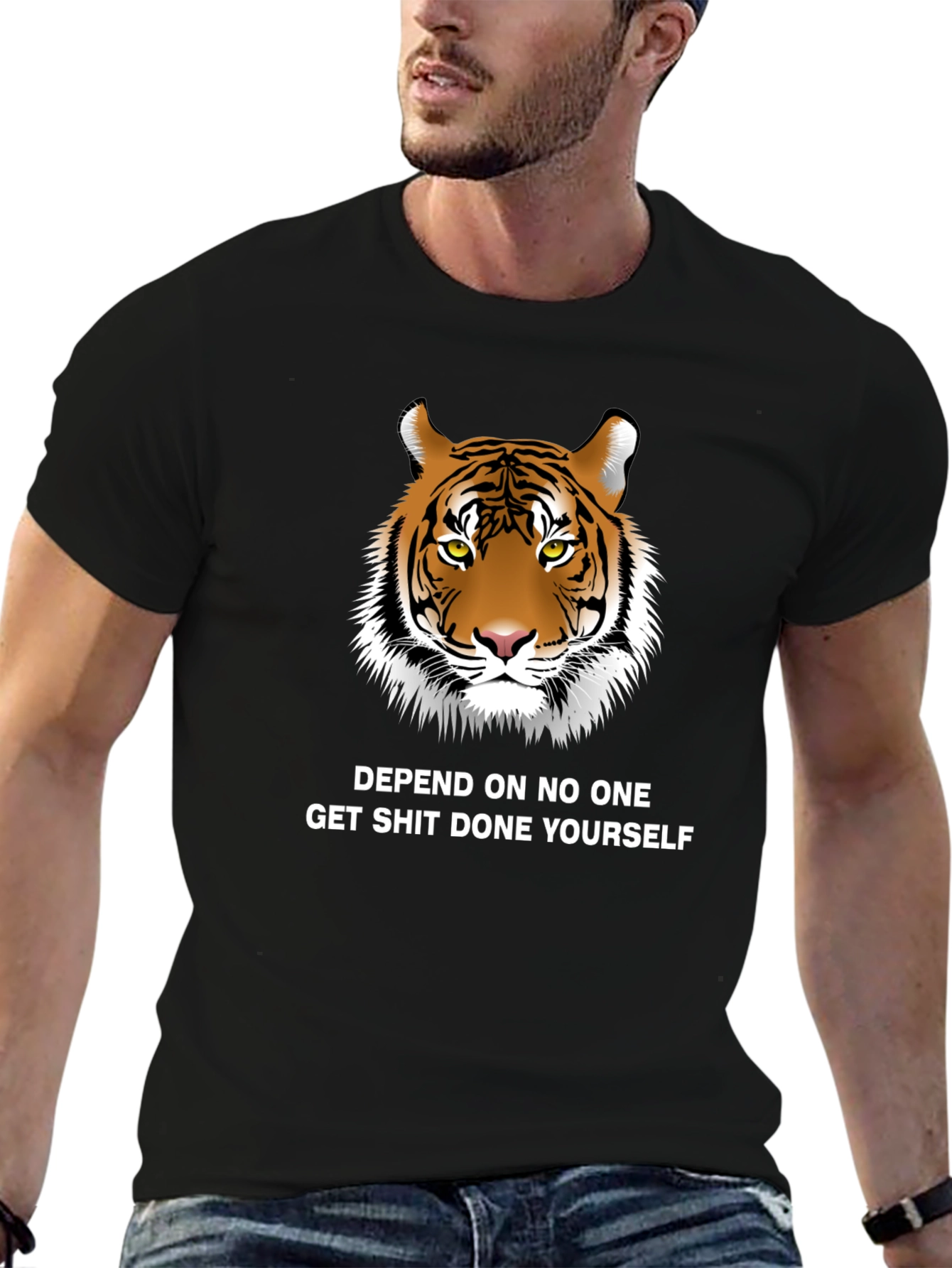 Tiger Graphic Tee - Depend On No One T-Shirt