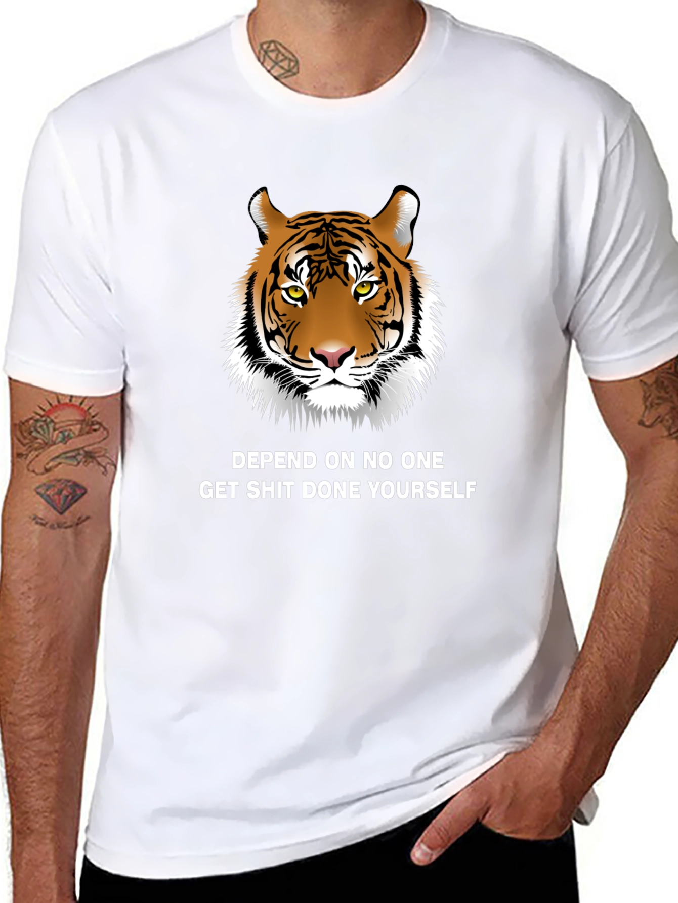 Tiger Graphic Tee - Depend On No One T-Shirt