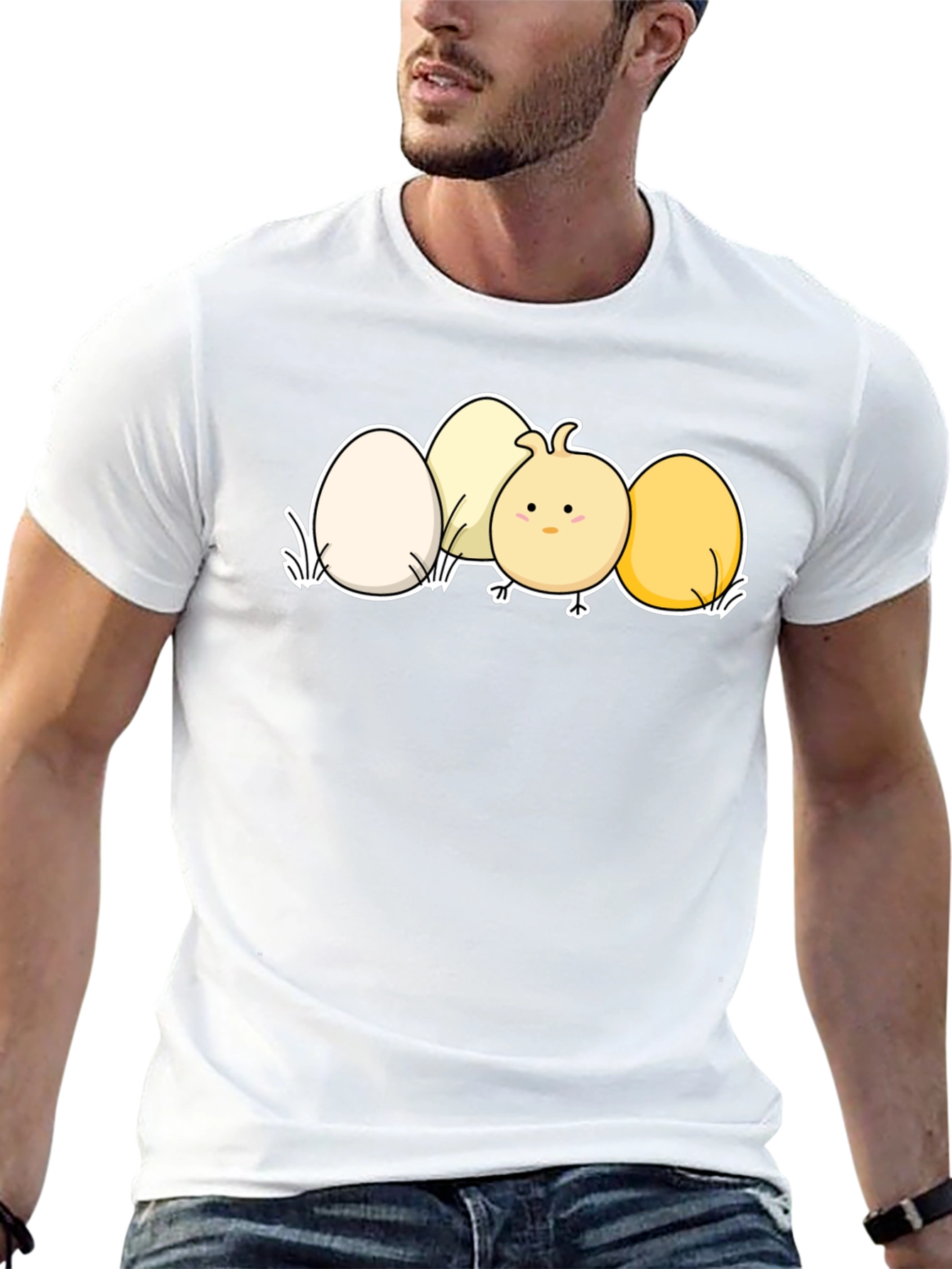 Cute Chick & Eggs Graphic Black T-Shirt