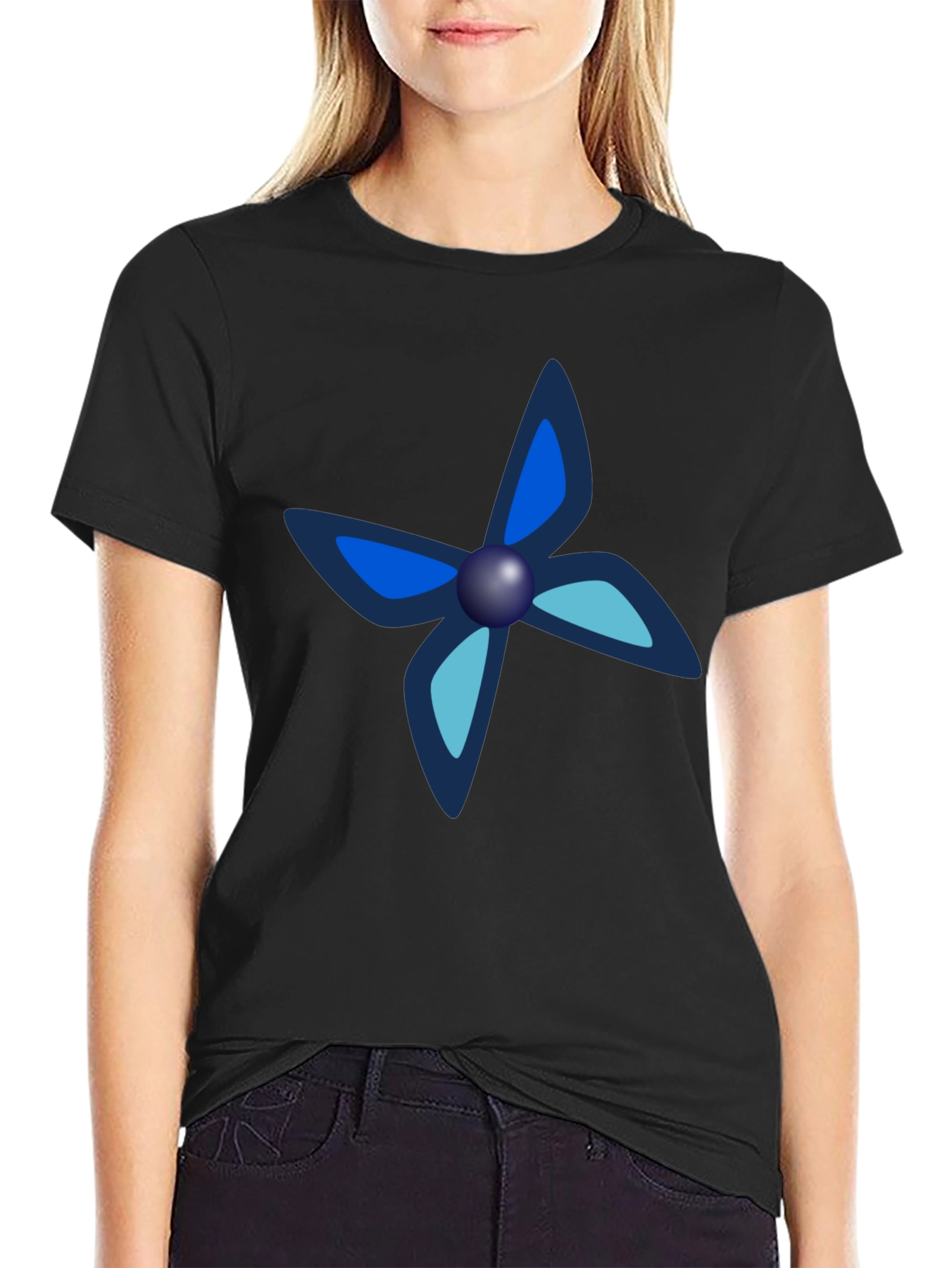 Black Tee with Unique Butterfly-Like Design