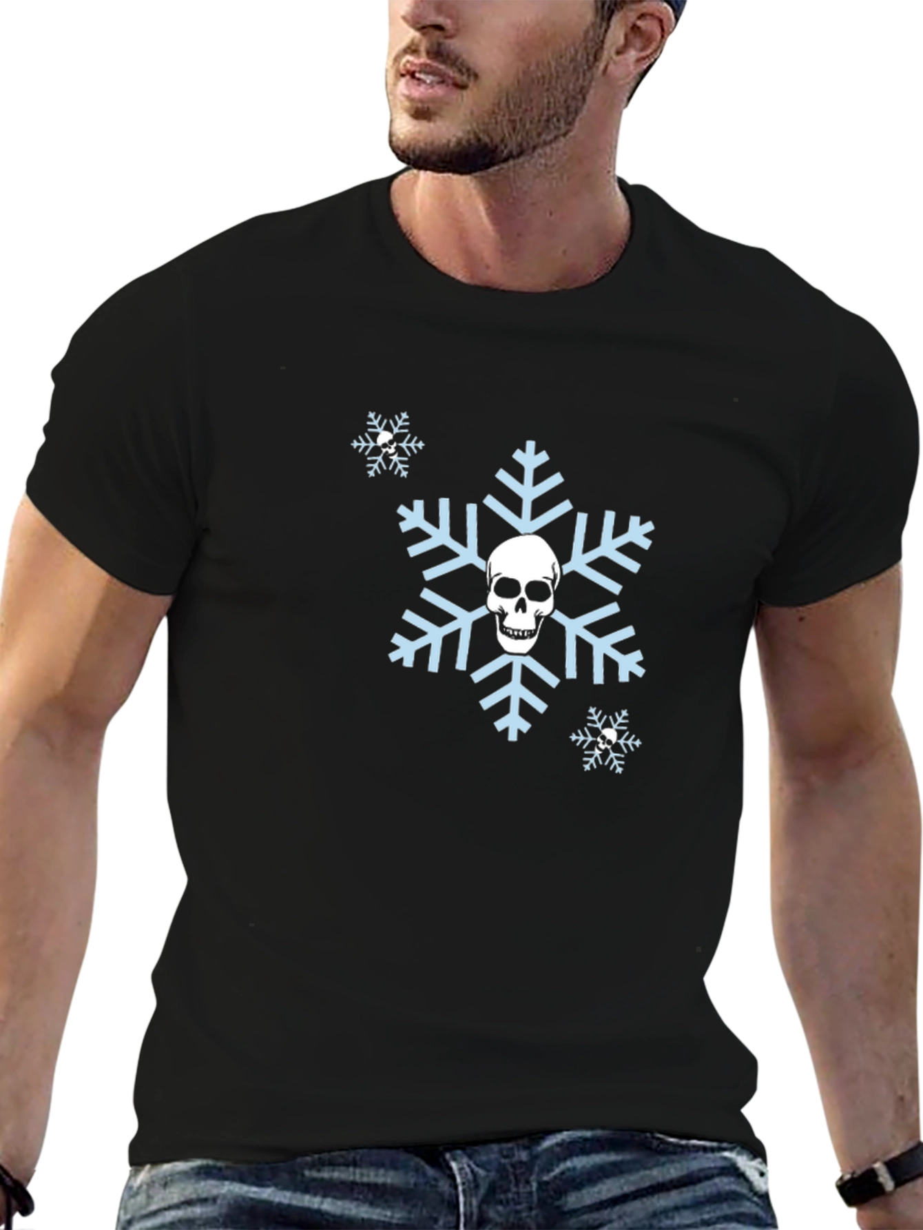 Skull Snowflake Graphic T-Shirt