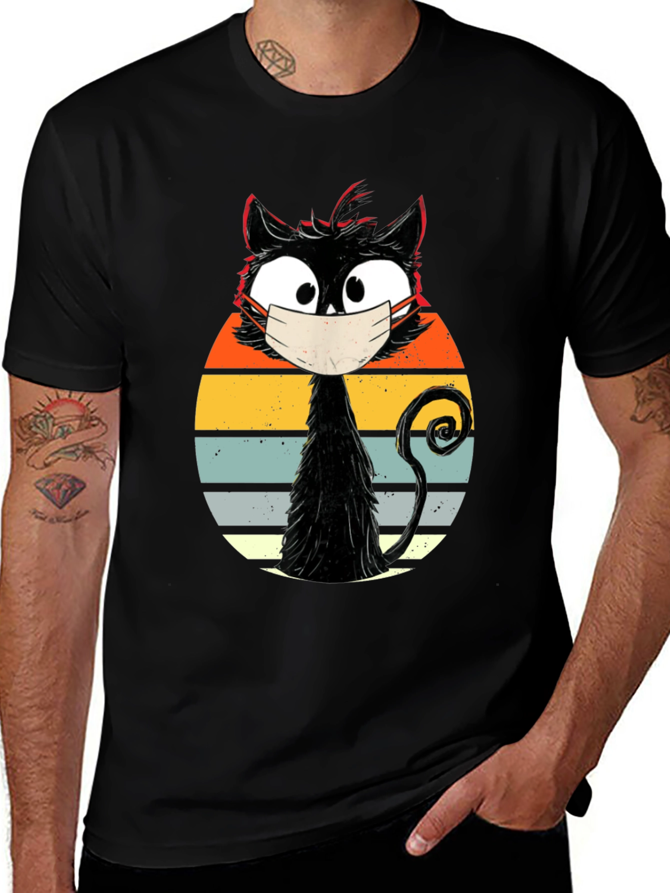 Masked Cat T-Shirt - Quirky Retro Design
