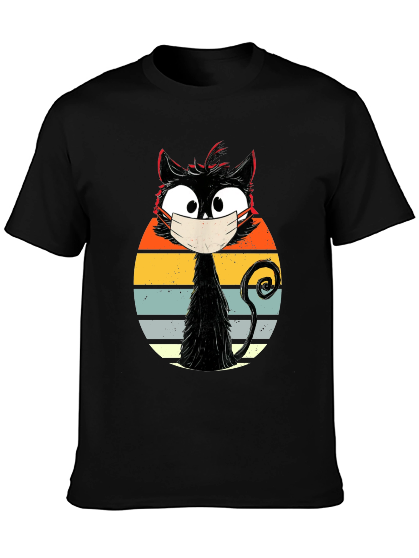 Masked Cat T-Shirt - Quirky Retro Design