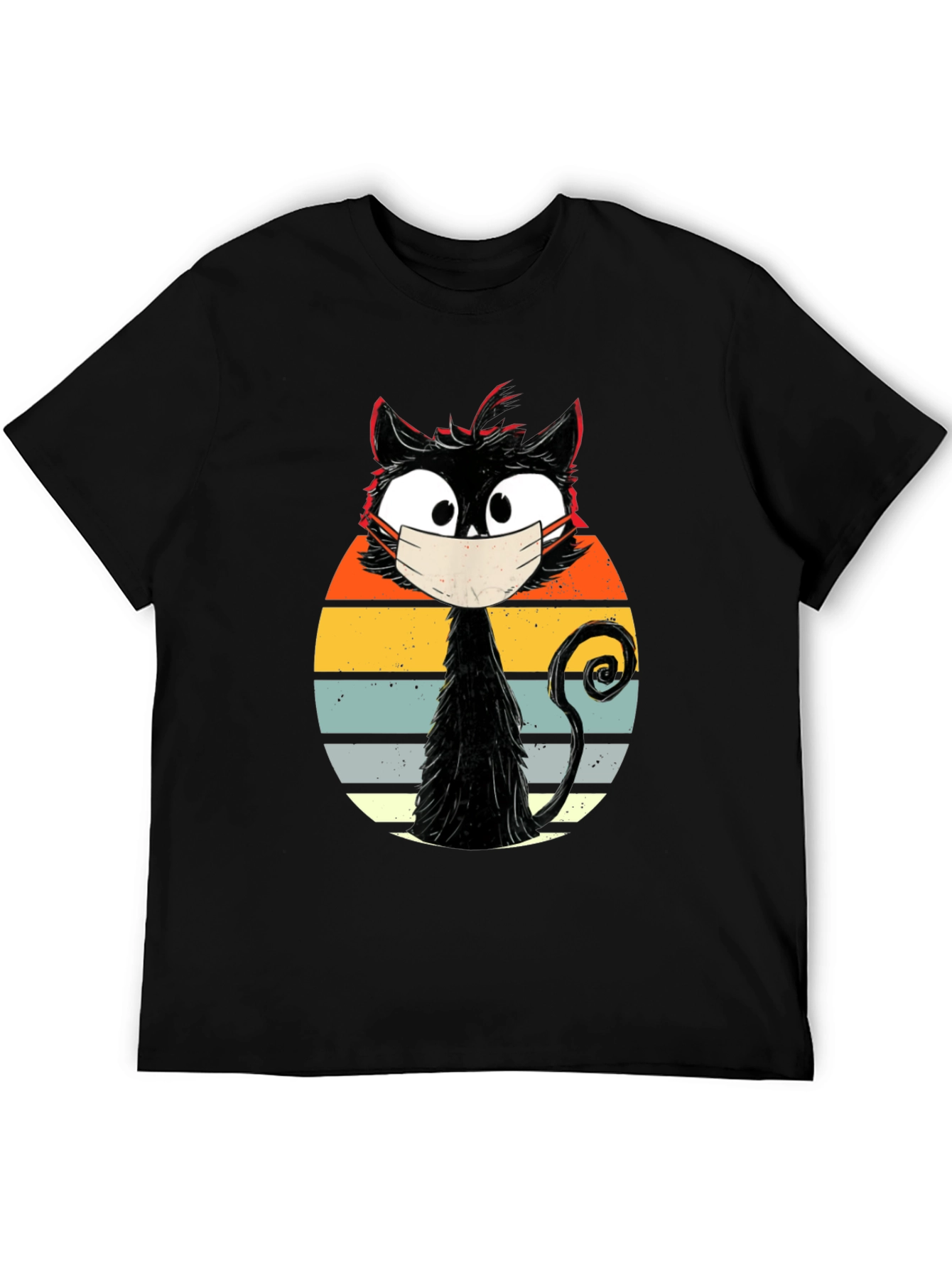 Masked Cat T-Shirt - Quirky Retro Design