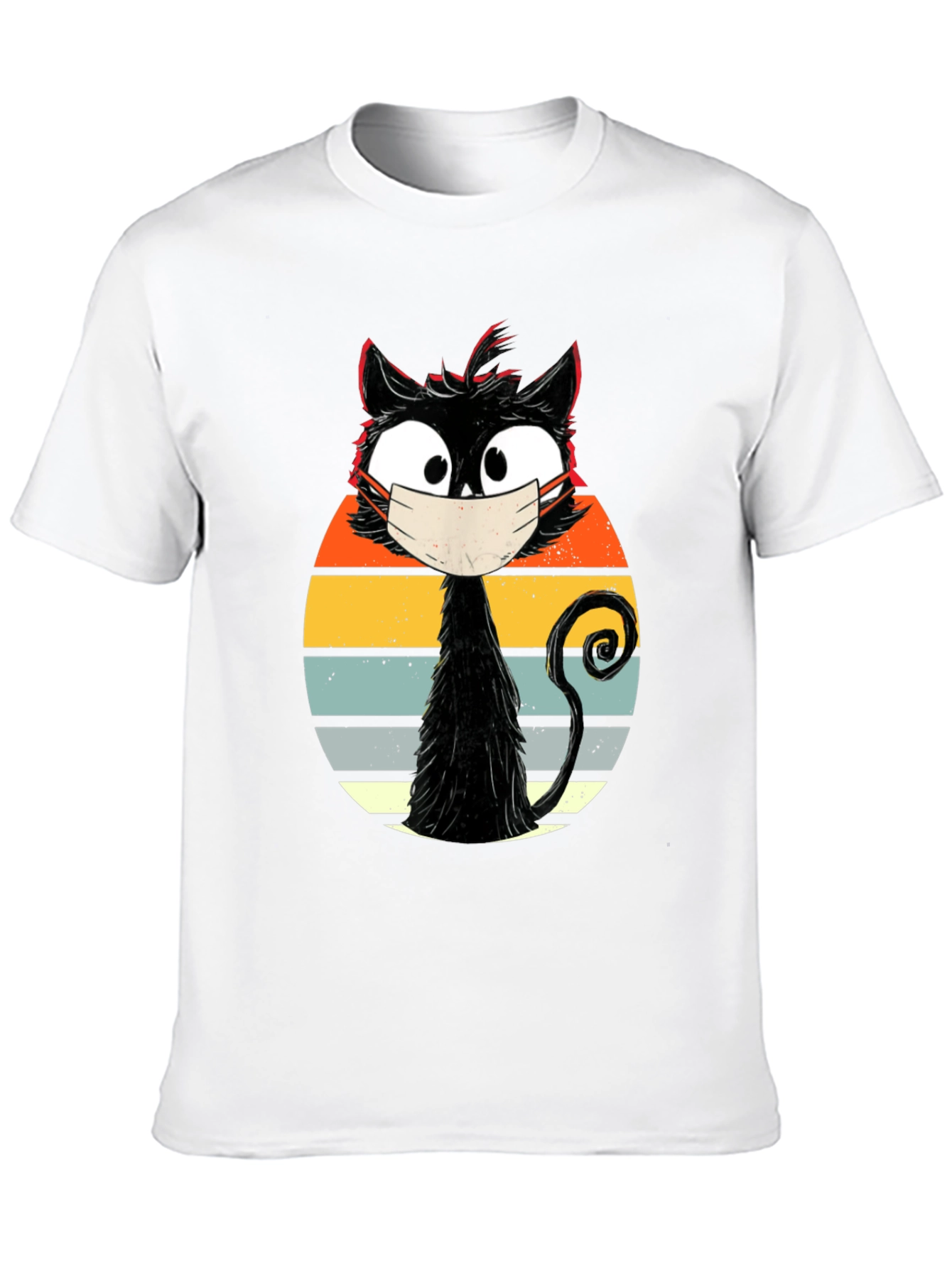 Masked Cat T-Shirt - Quirky Retro Design