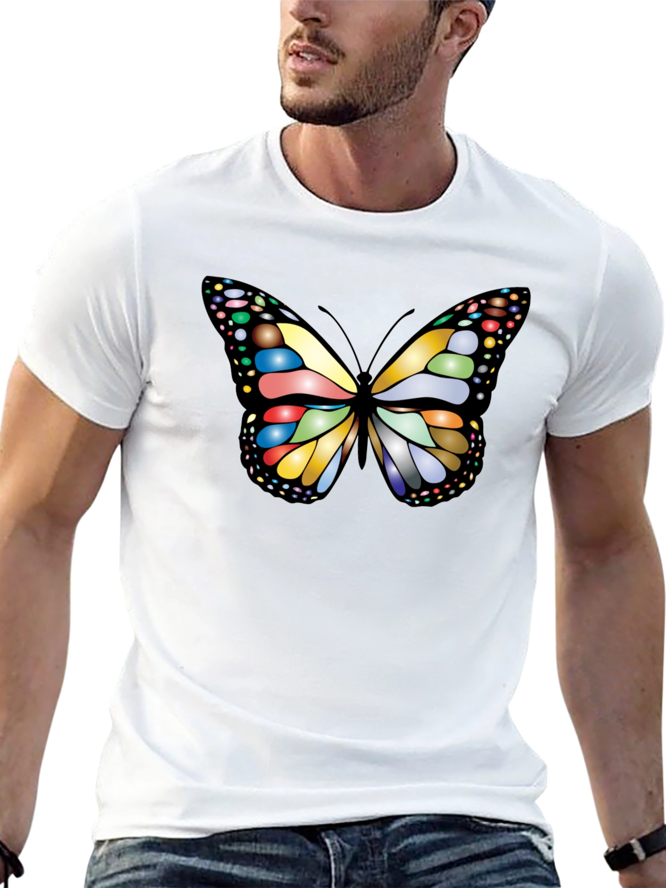 Butterfly Graphic Tee - Black Cotton T-Shirt