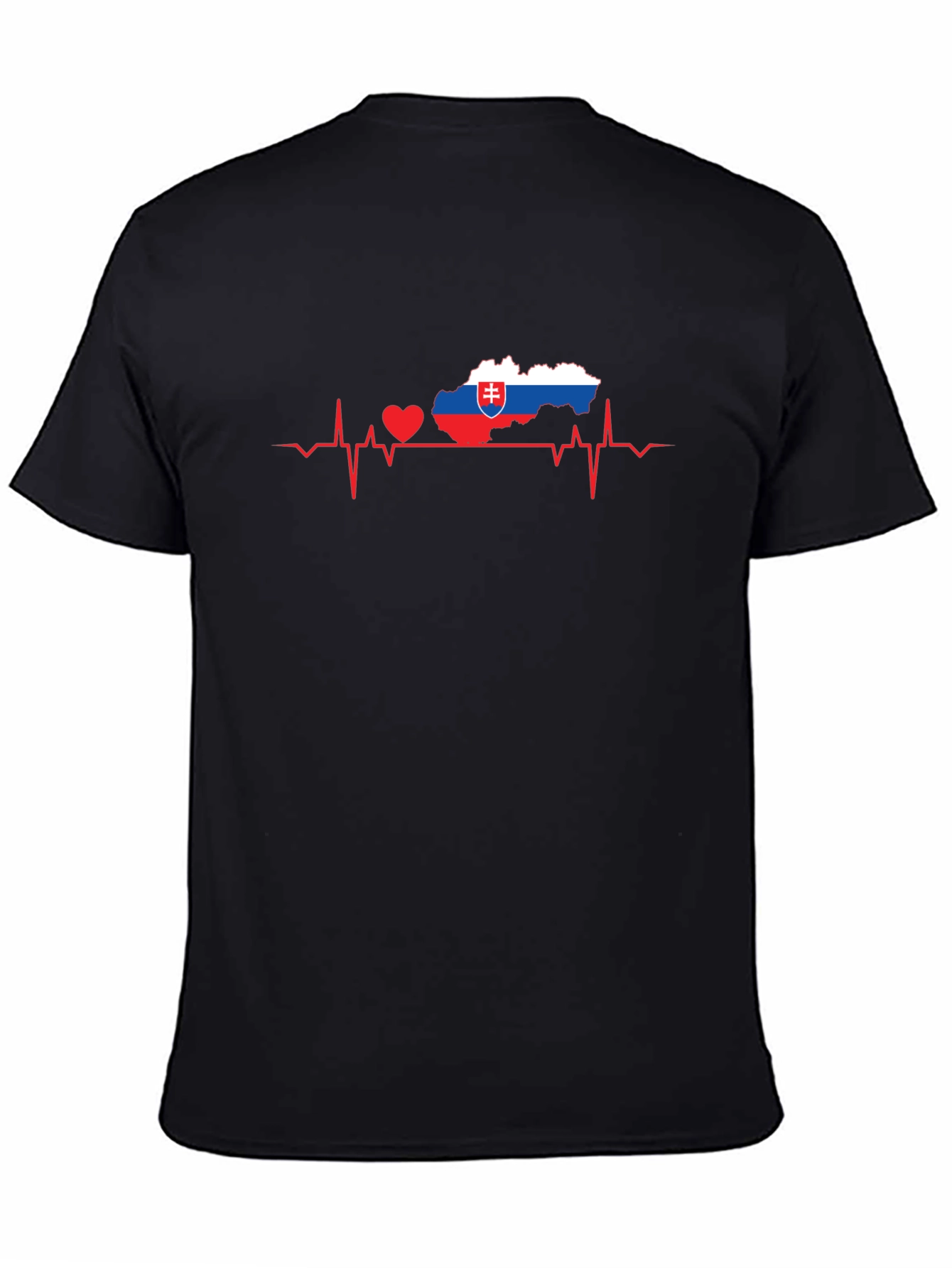 Slovakia Heartbeat Map T-Shirt - Black