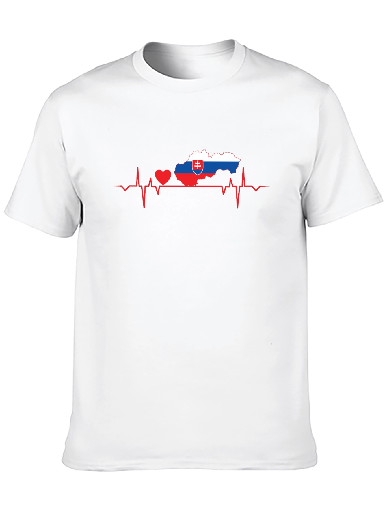 Slovakia Heartbeat Map T-Shirt - Black