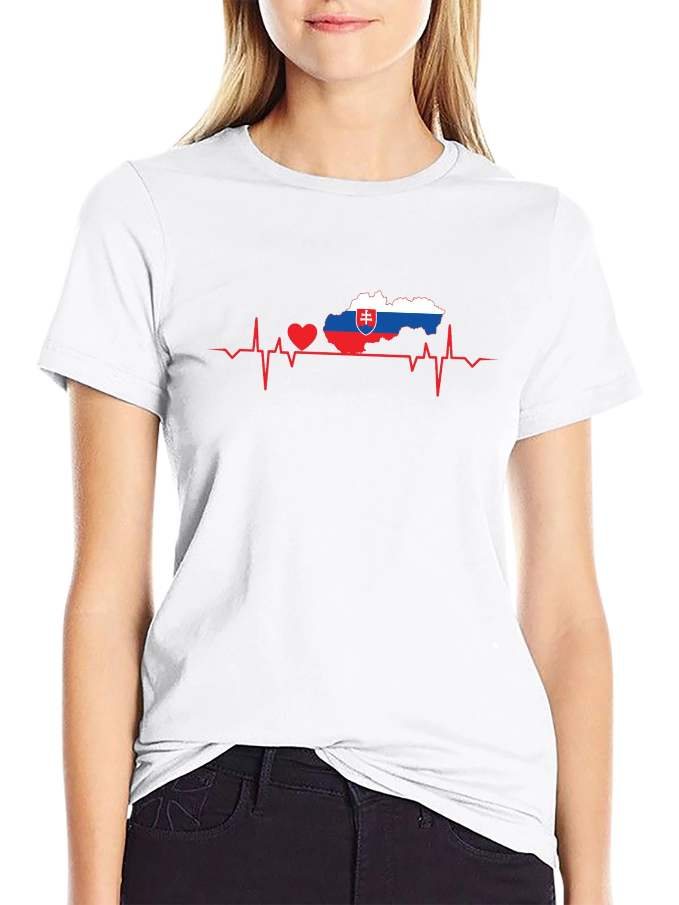 Slovakia Heartbeat Map T-Shirt - Black