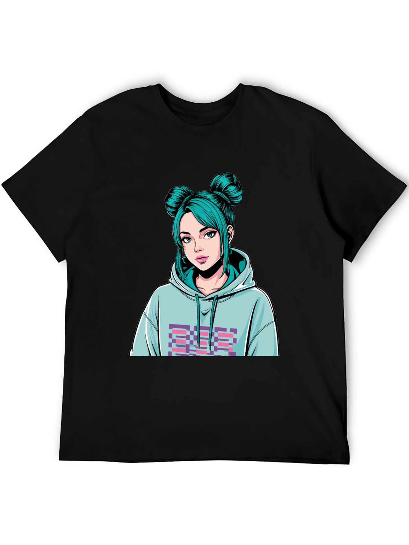 Anime Girl Graphic Black T-Shirt