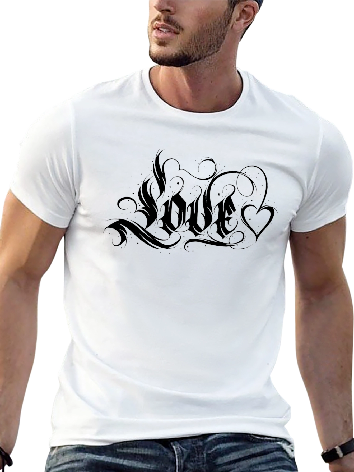 Love Graphic Tee - Black Crew Neck Casual Shirt