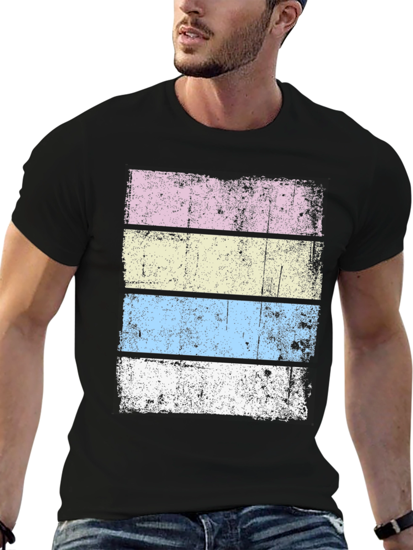 Retro Striped T-Shirt - Distressed Design