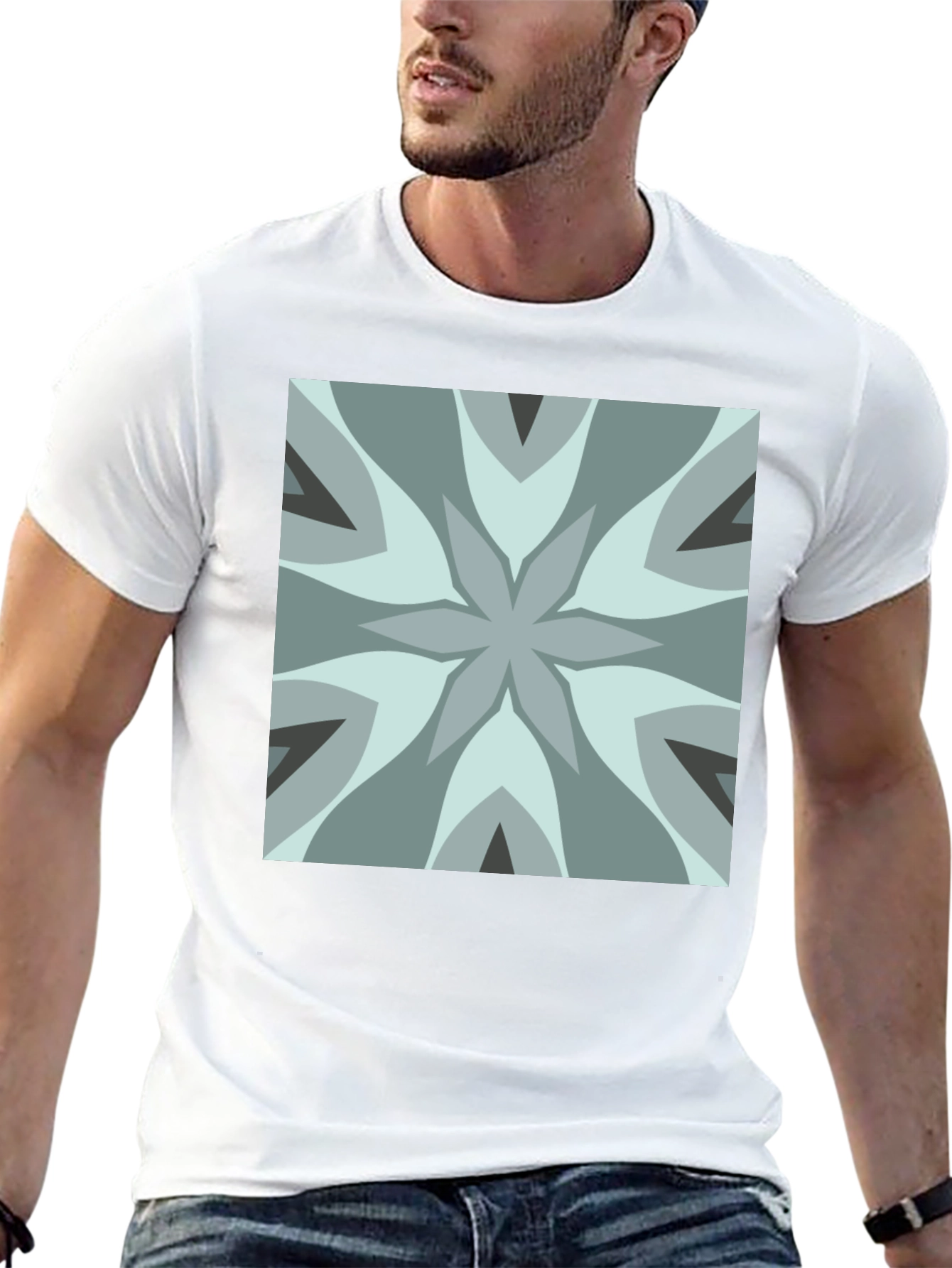 Geometric Flower Tee - Modern Graphic Print