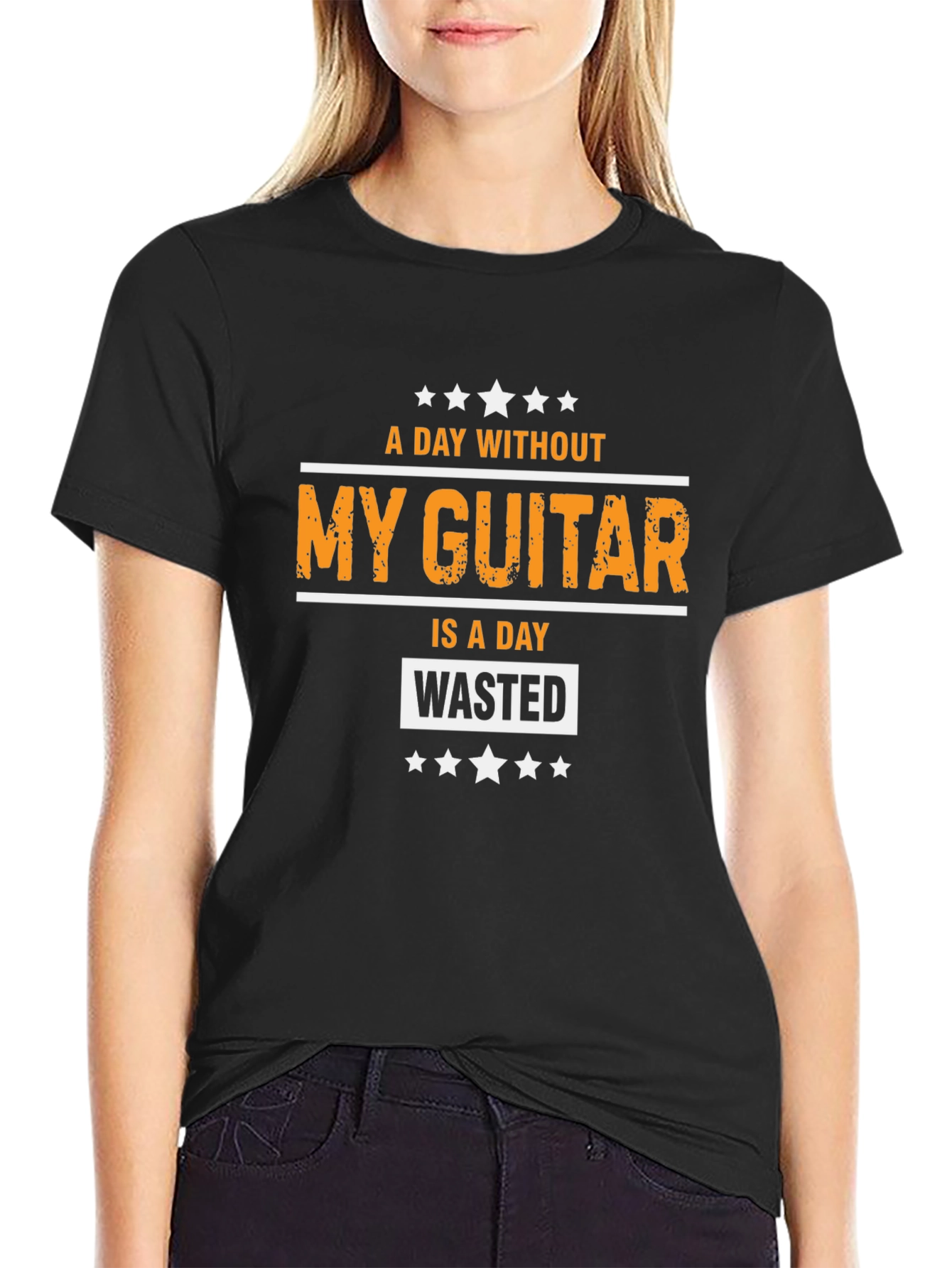 A Day Without My Guitar Black Graphic Tee