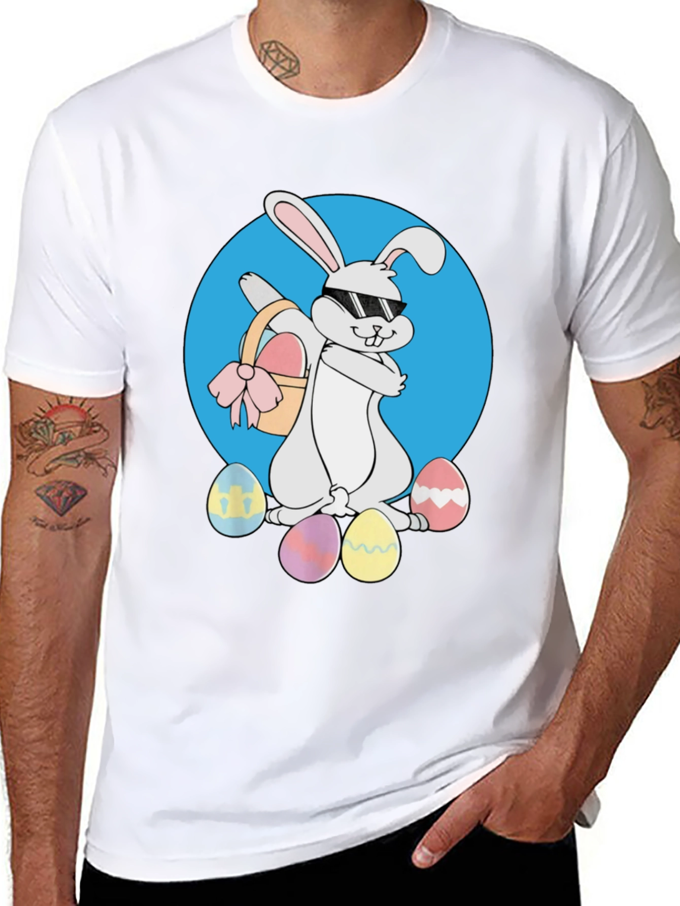 Easter Bunny T-Shirt - Cool Rabbit with Eggs