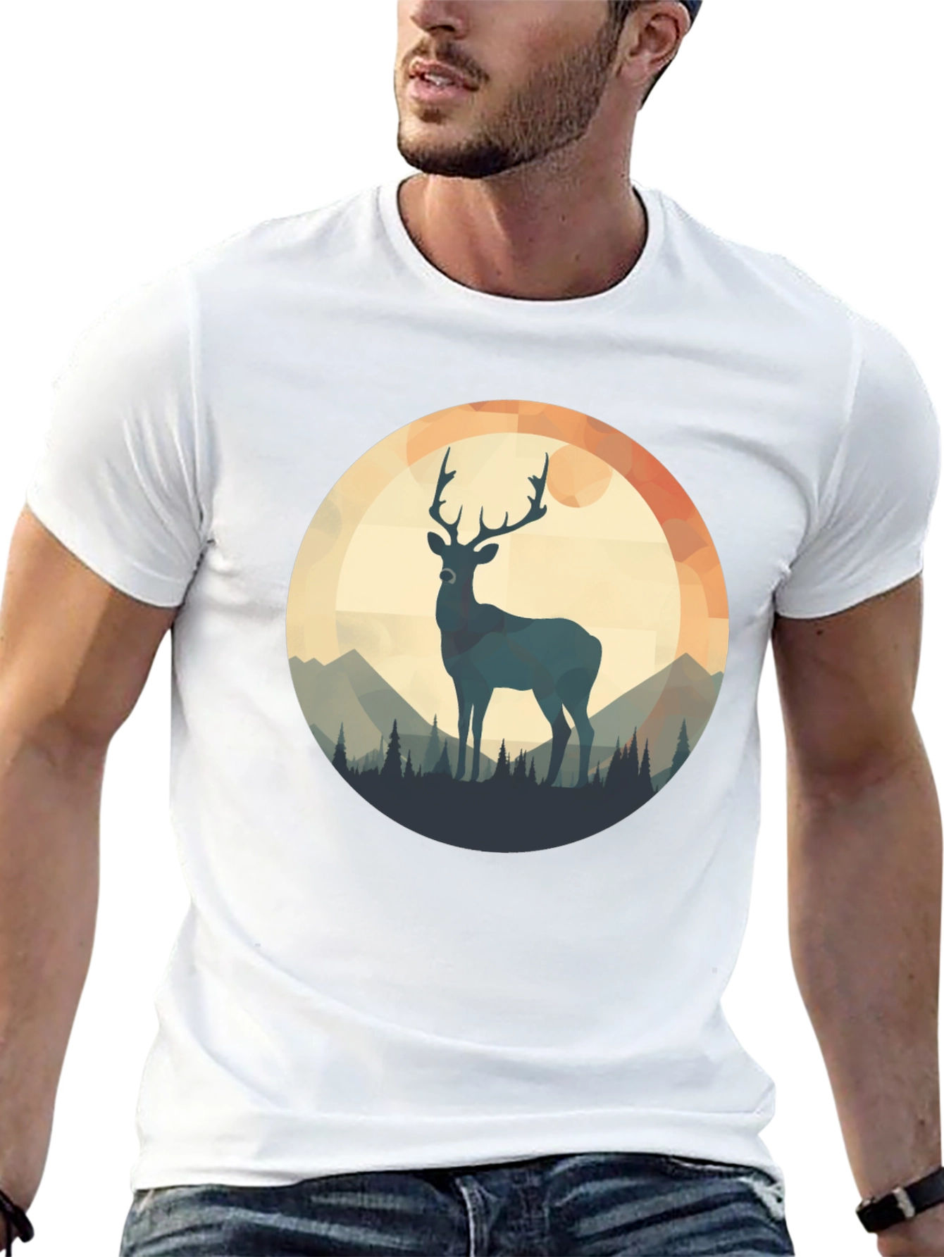 Deer Silhouette T-Shirt - Nature Design