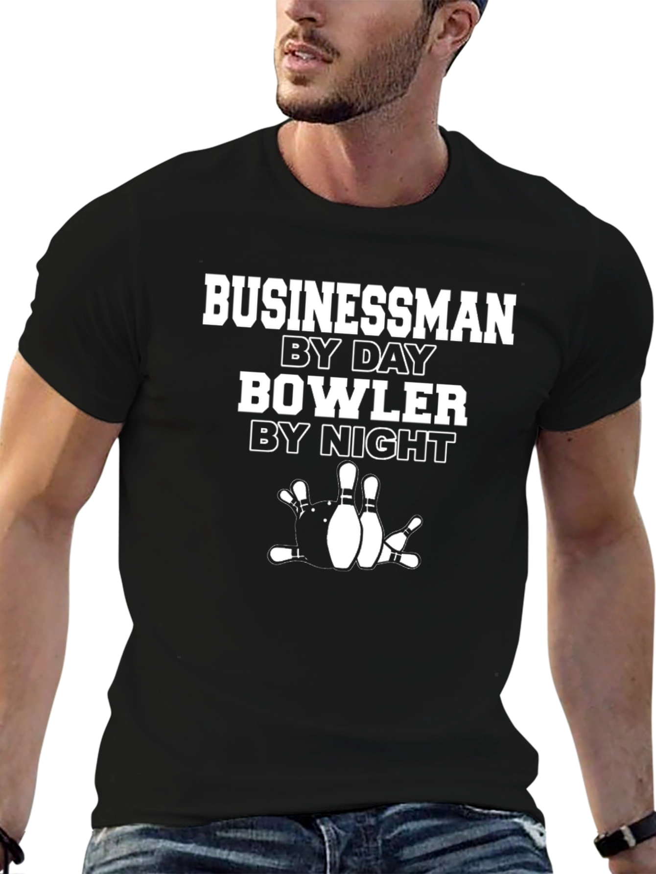 Businessman By Day Bowler By Night Black T-Shirt