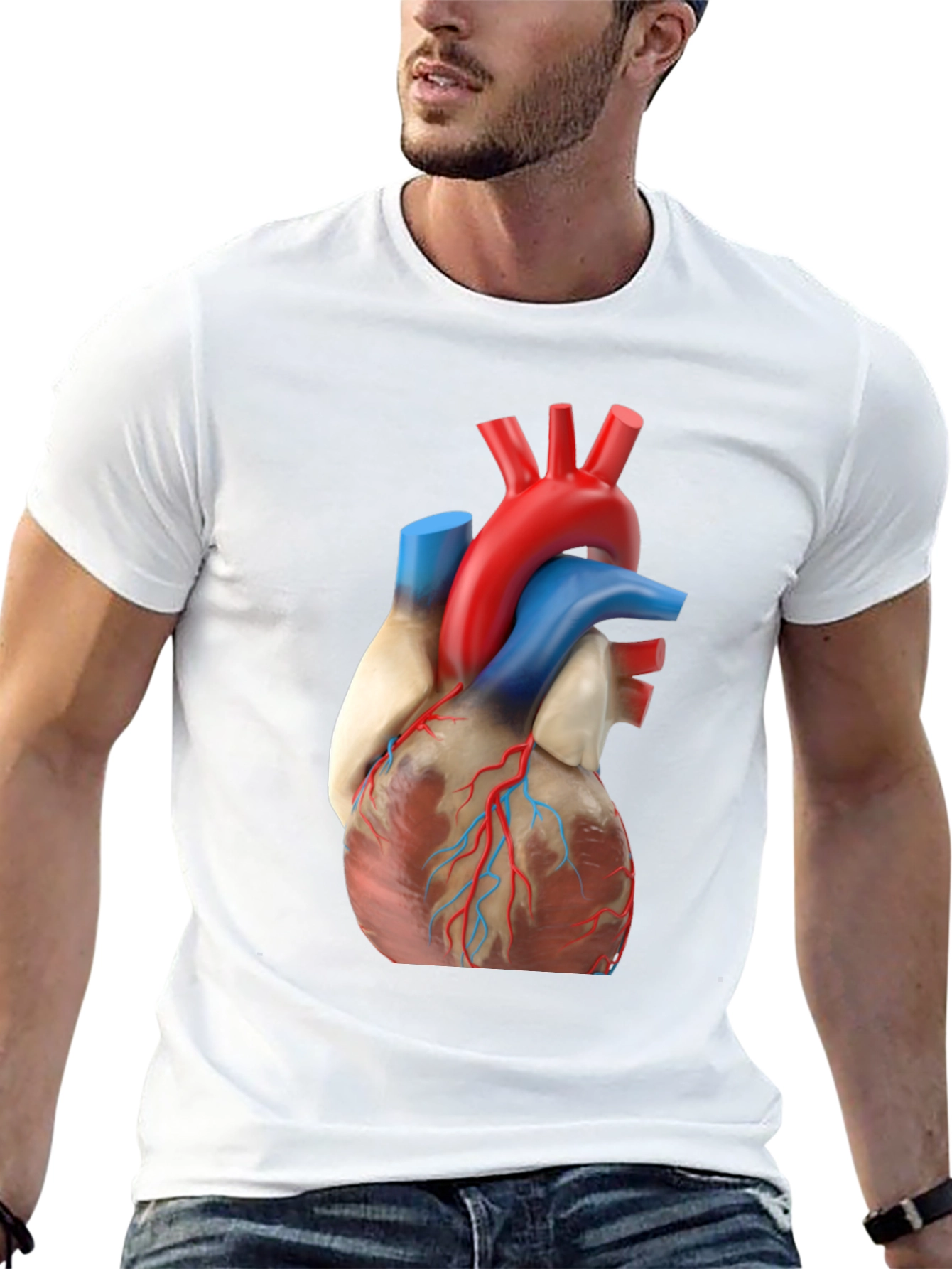 Anatomical Heart Graphic Tee - Black Cotton Shirt