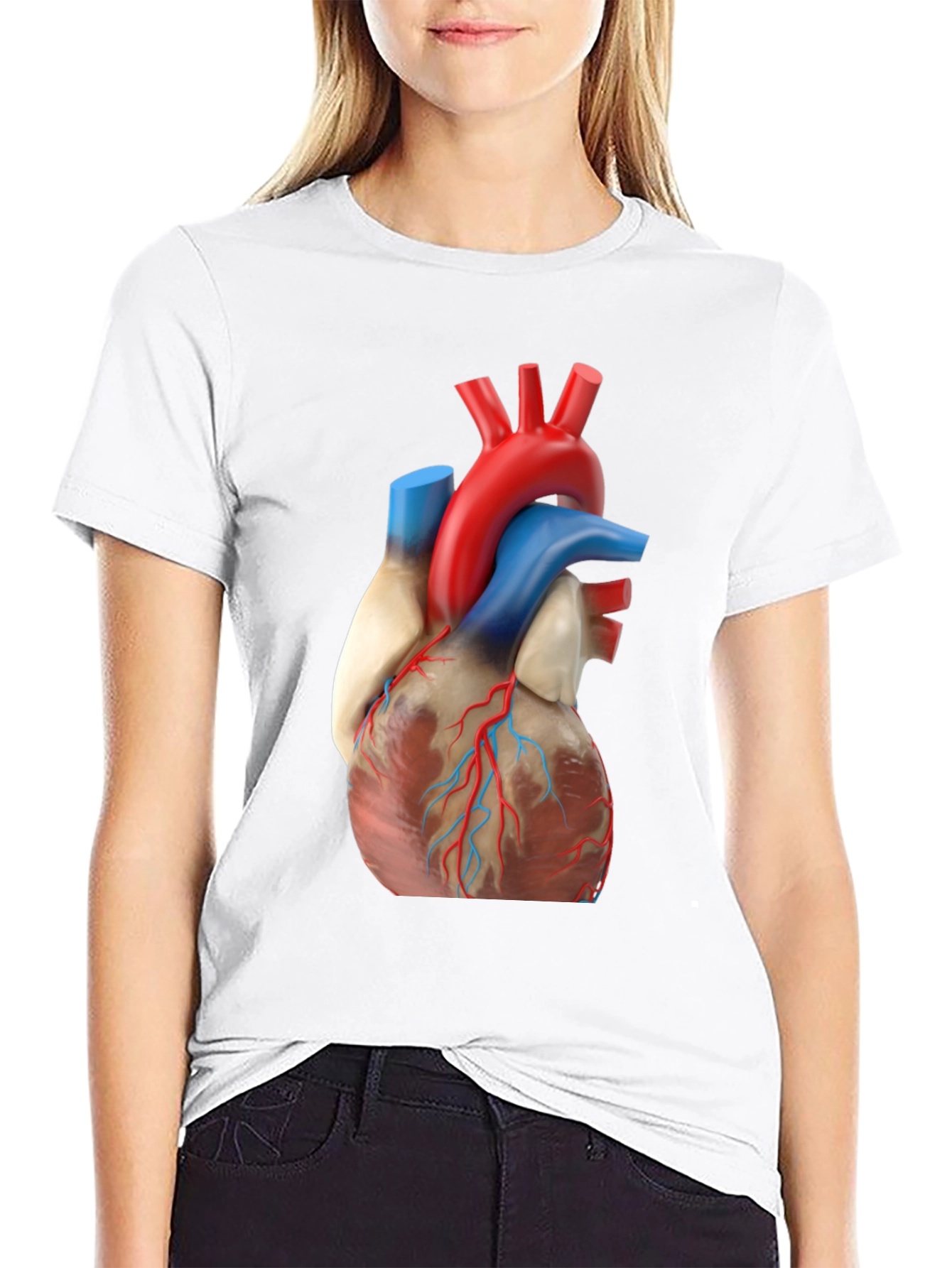 Anatomical Heart Graphic Tee - Black Cotton Shirt