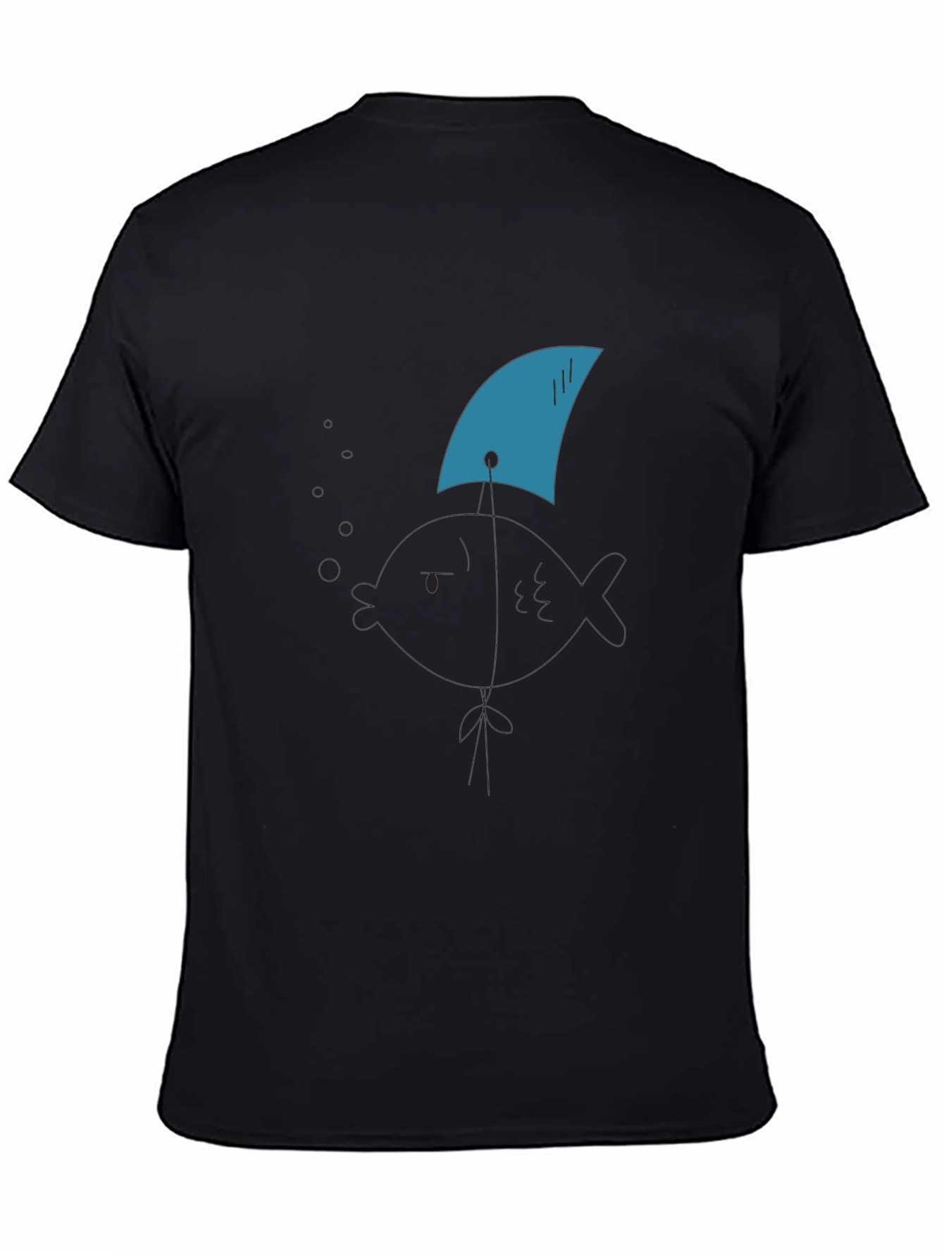Shark Fin Tee - Black Cotton Graphic T-Shirt