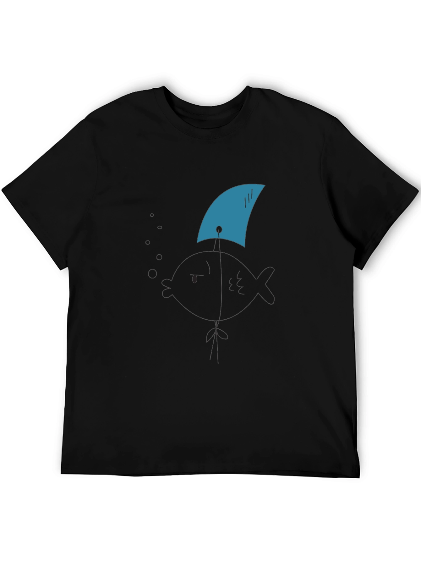 Shark Fin Tee - Black Cotton Graphic T-Shirt
