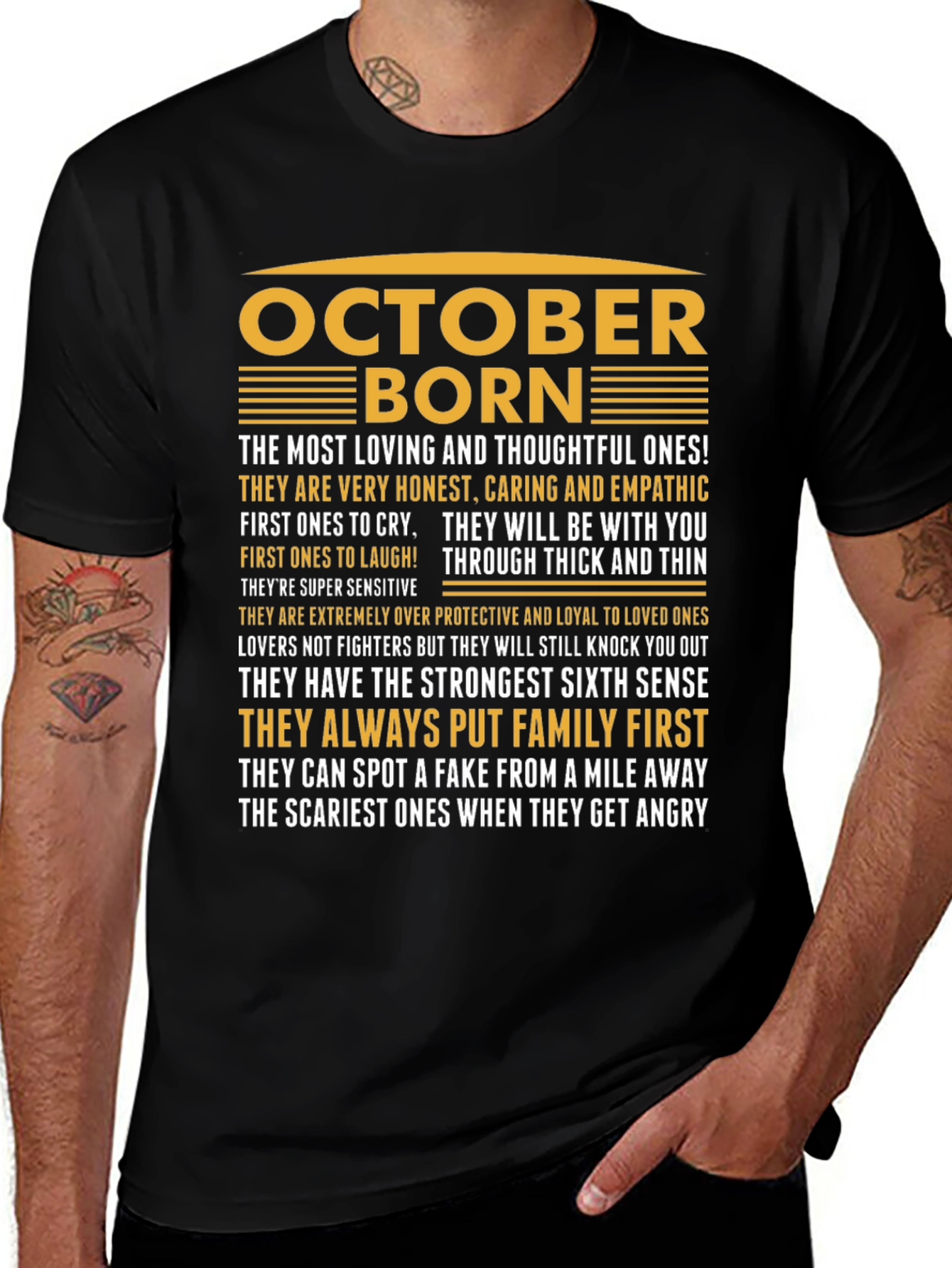 October Born T-Shirt - Loving Thoughtful and Loyal