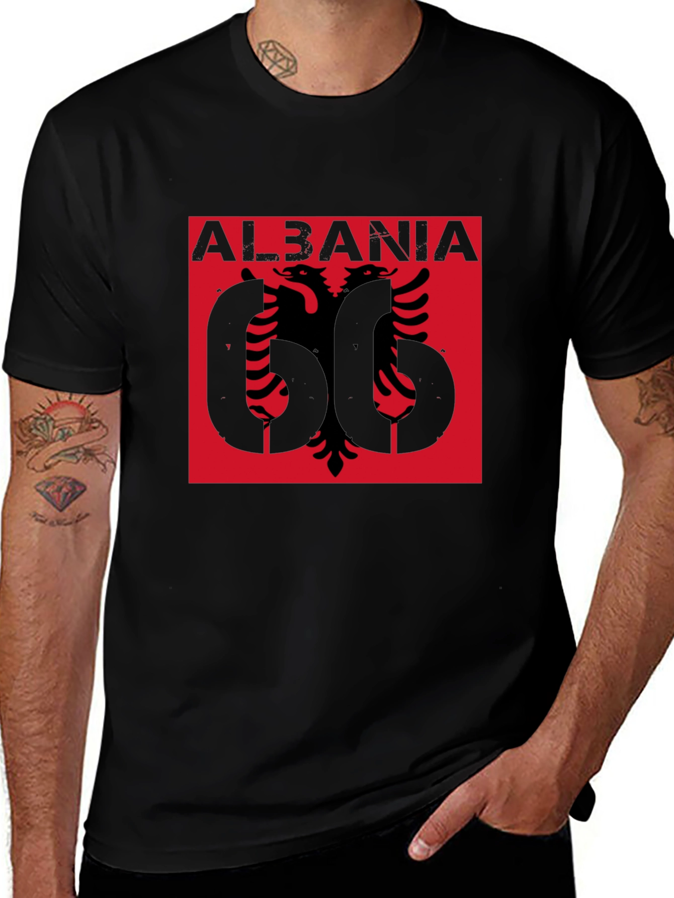 Albania Graphic Tee - Black Short Sleeve T-Shirt