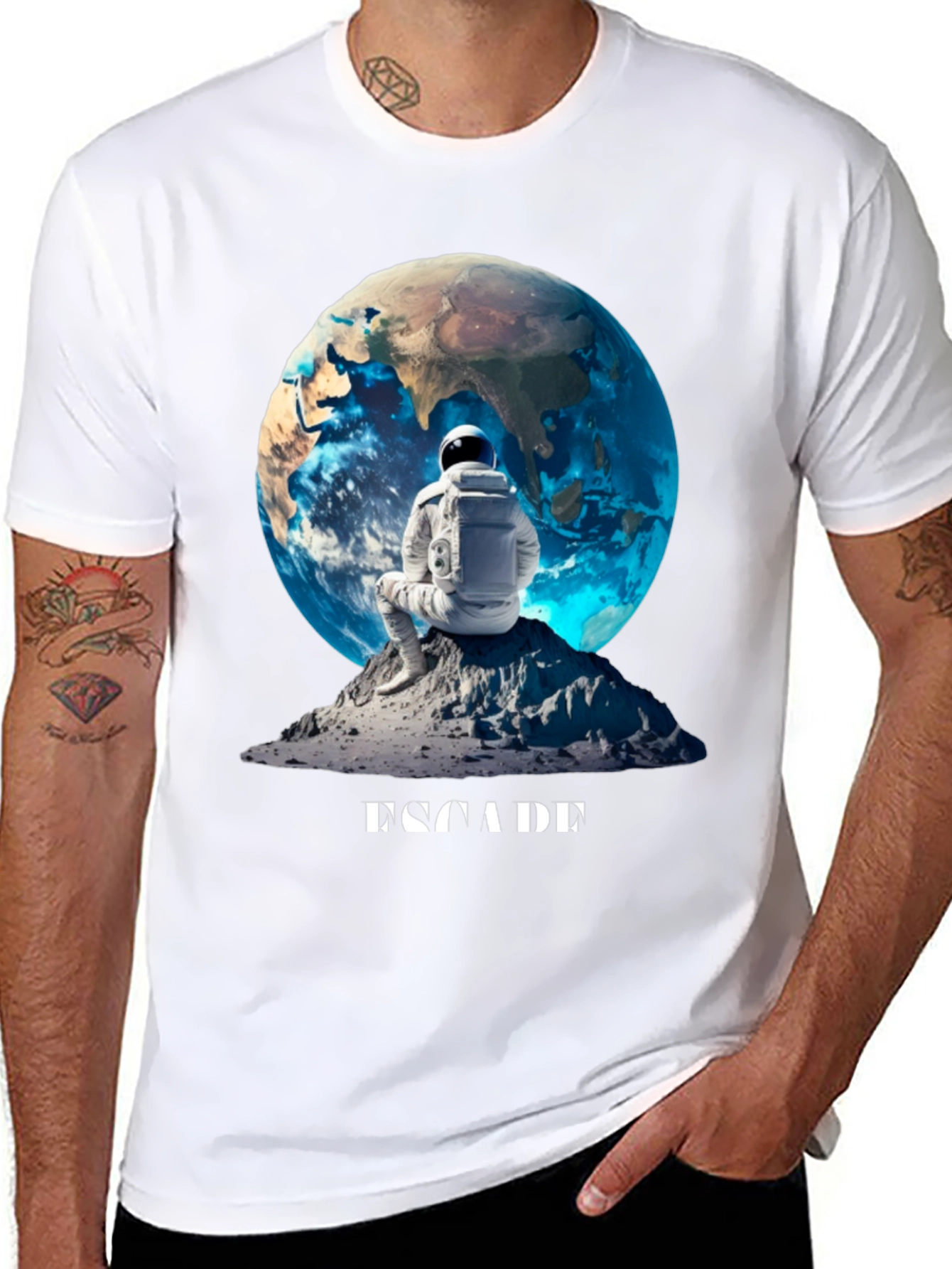 Astronaut Earth Graphic Tee - Black