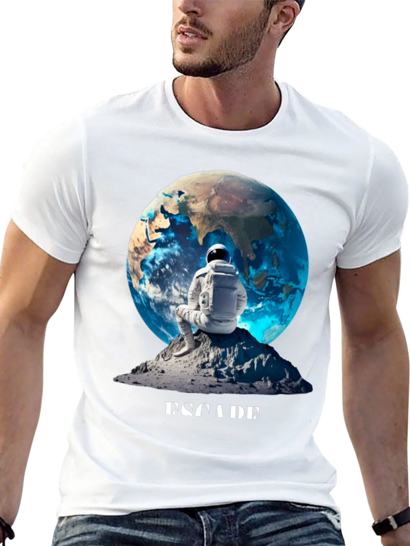 Astronaut Earth Graphic Tee - Black