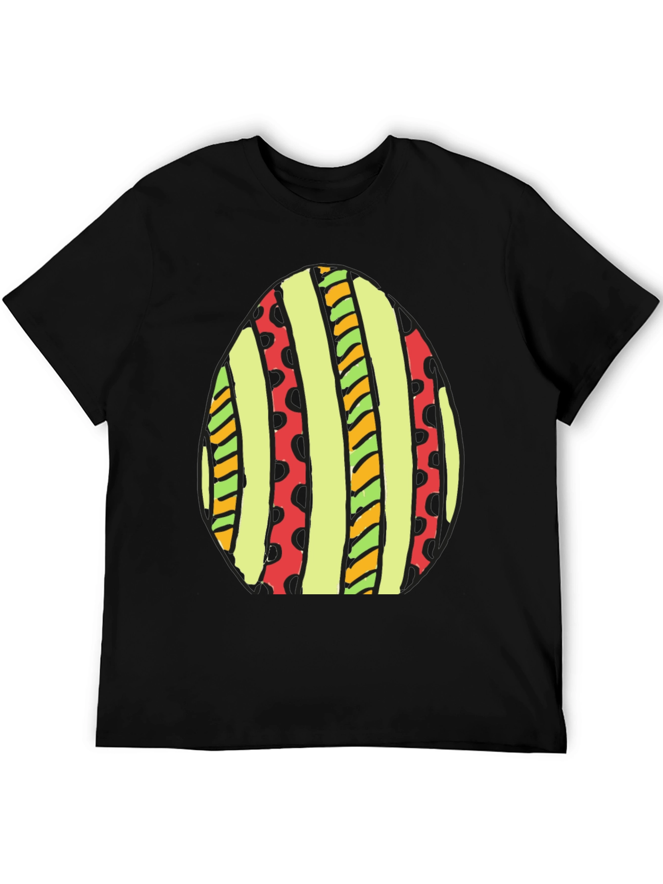 Striped Easter Egg Graphic Tee - Black