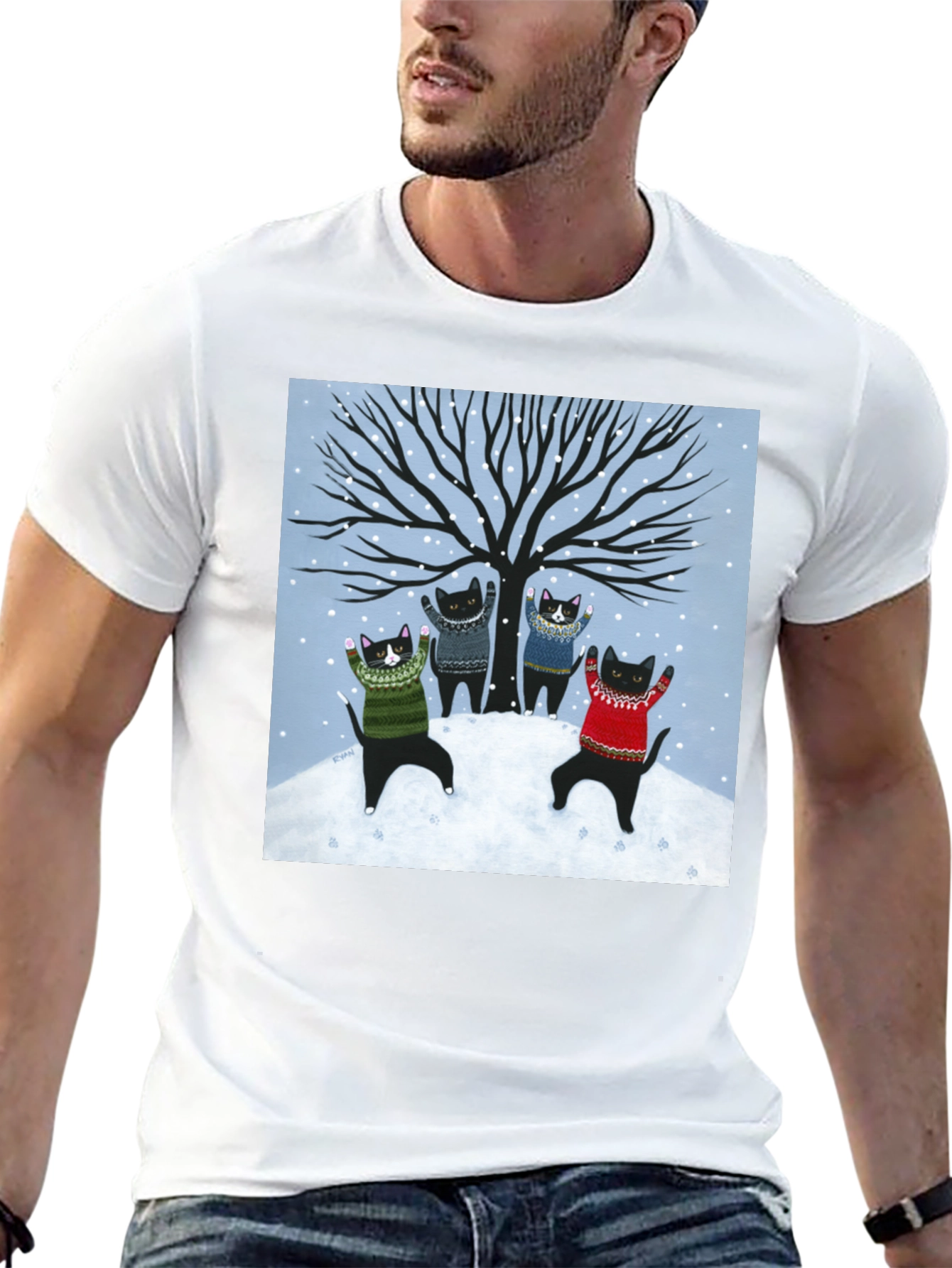 Winter Cat Sweater T-Shirt