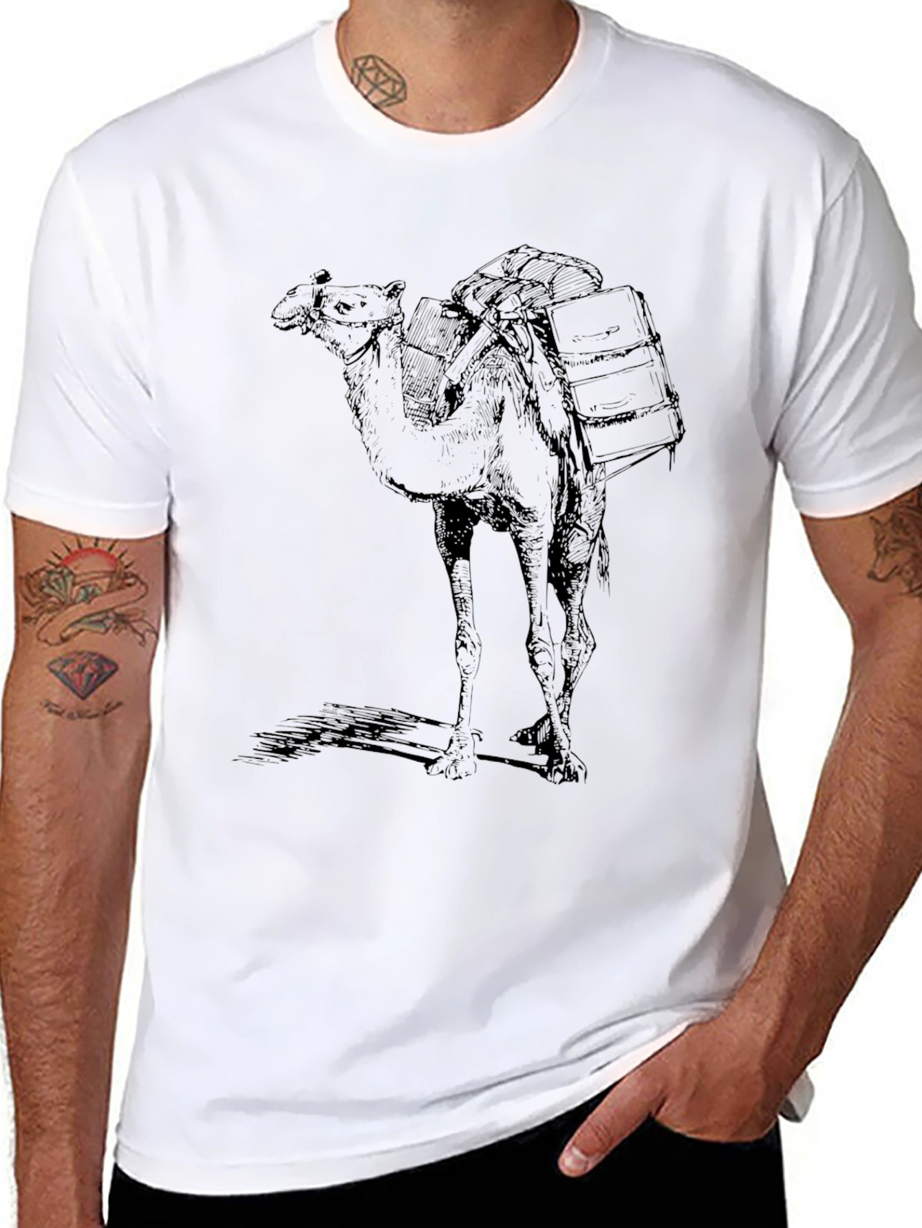 Camel Illustration Black Tee
