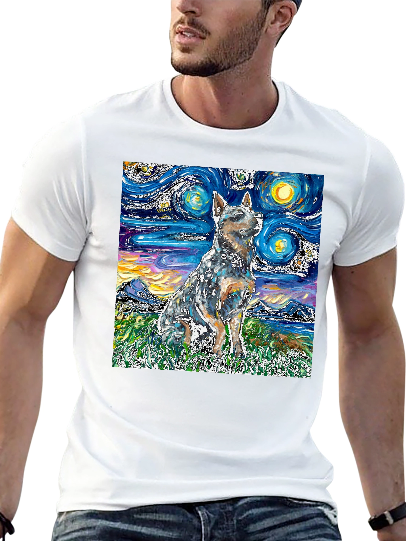 Starry Night Dog T-Shirt - Artistic Pet Tee