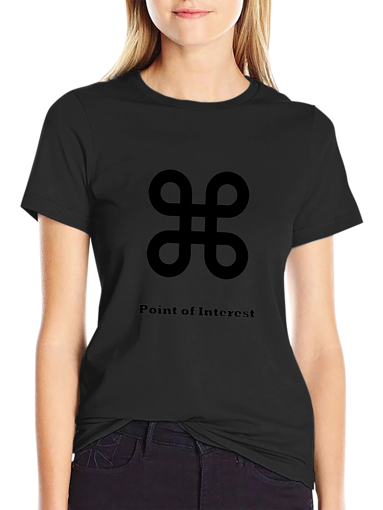 Stylish Black T-Shirt - Point of Interest Design
