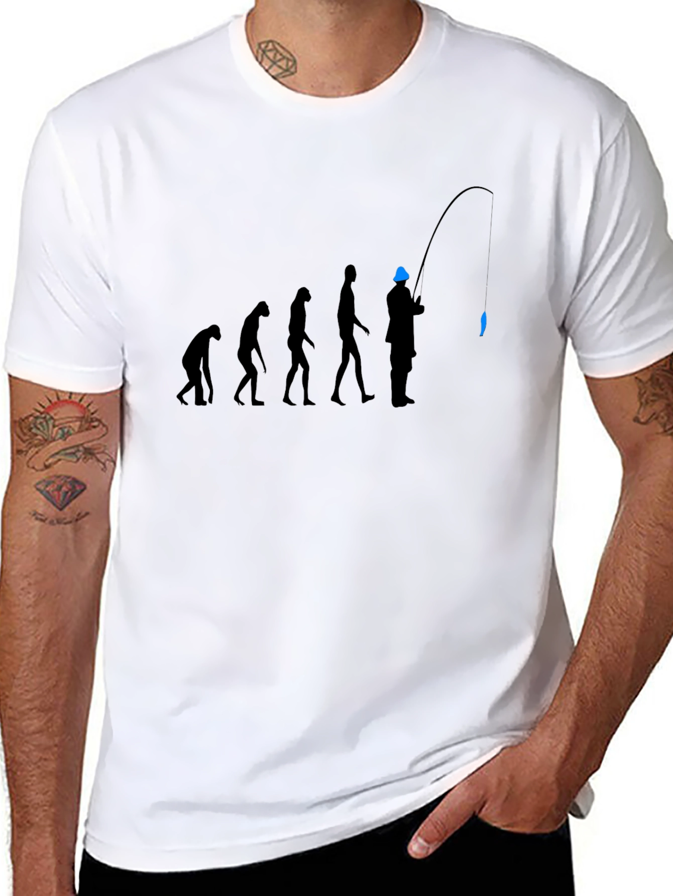 Evolution of Fishing T-Shirt - Black Graphic Tee