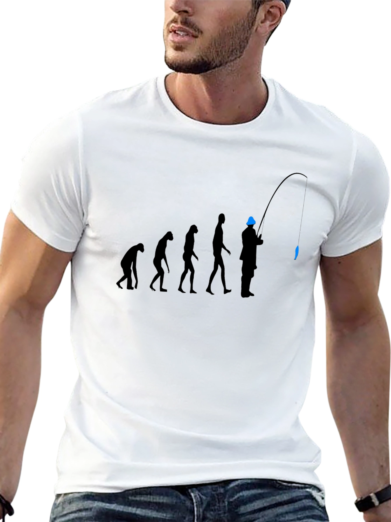Evolution of Fishing T-Shirt - Black Graphic Tee