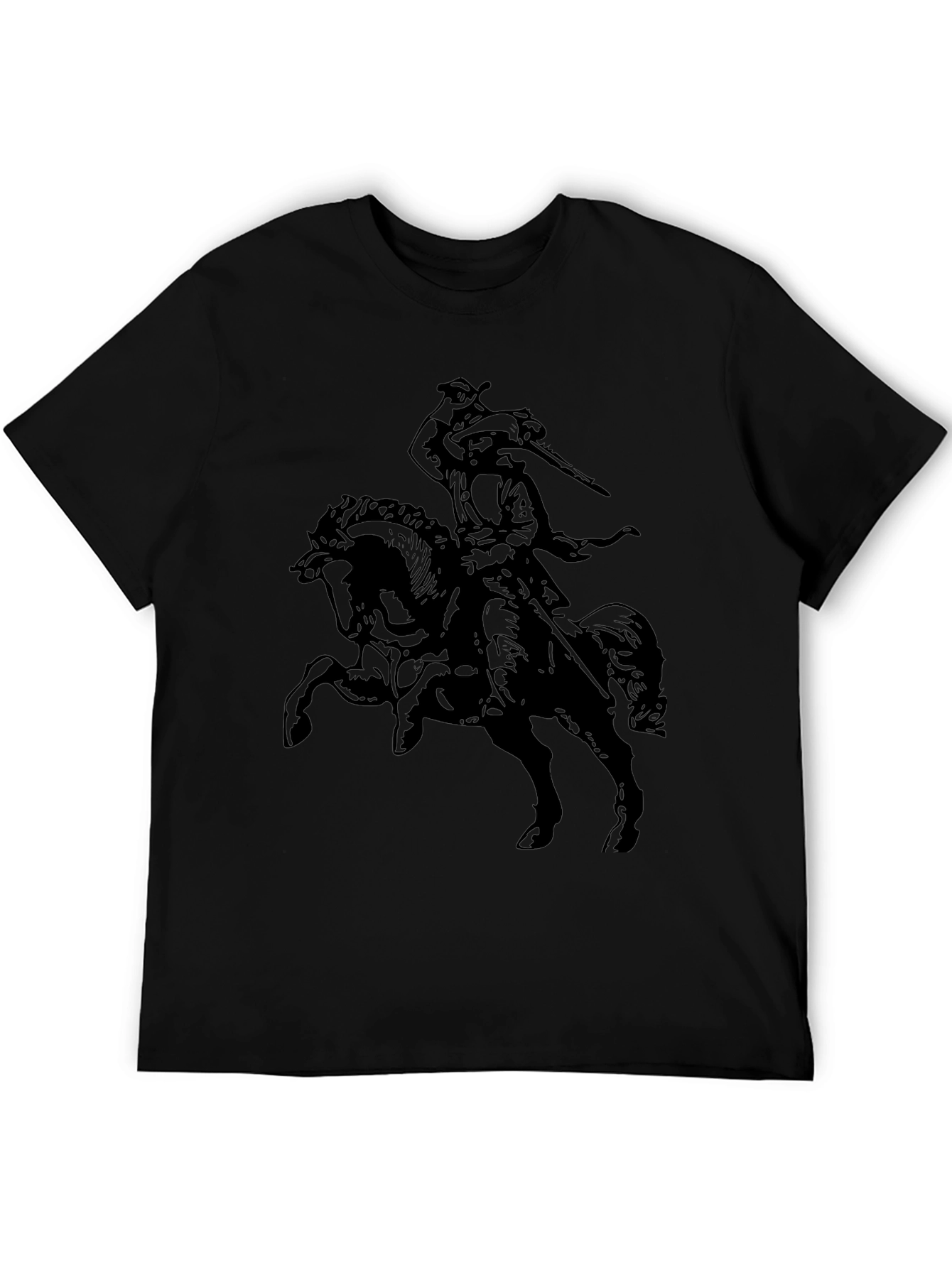 Black T-Shirt with Horse Rider Graphic