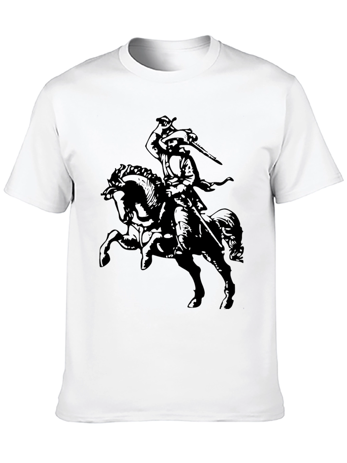 Black T-Shirt with Horse Rider Graphic