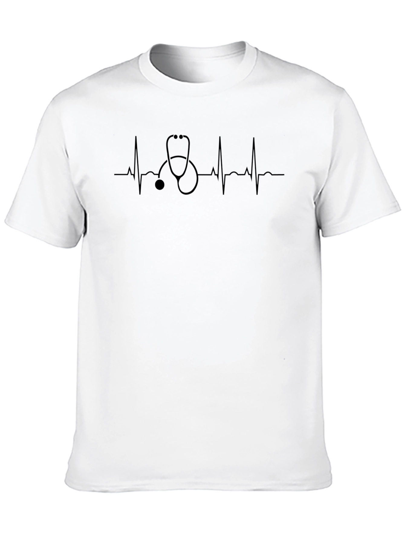 Heartbeat Stethoscope Black T-Shirt