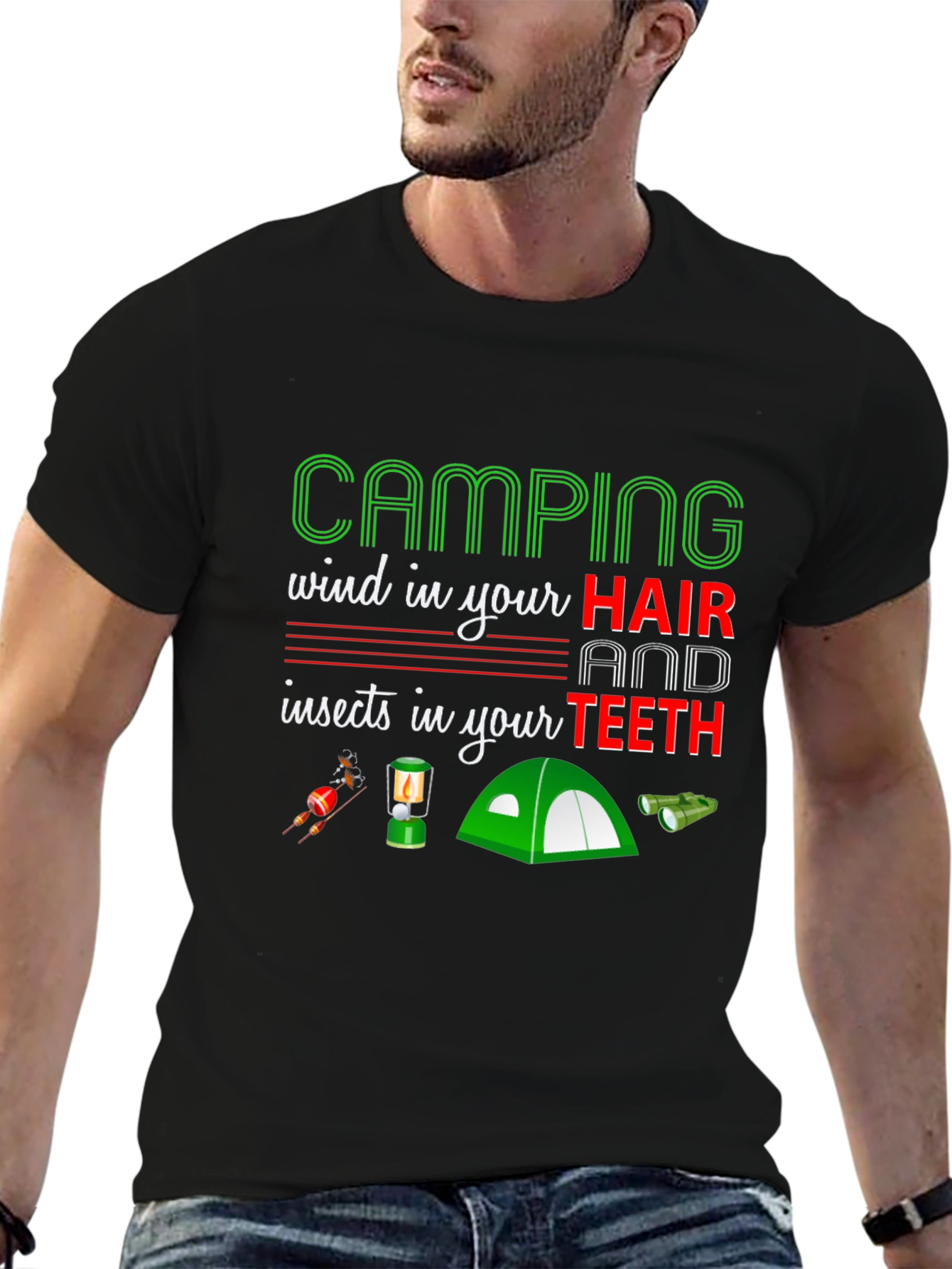 Camping Hair Teeth T-Shirt