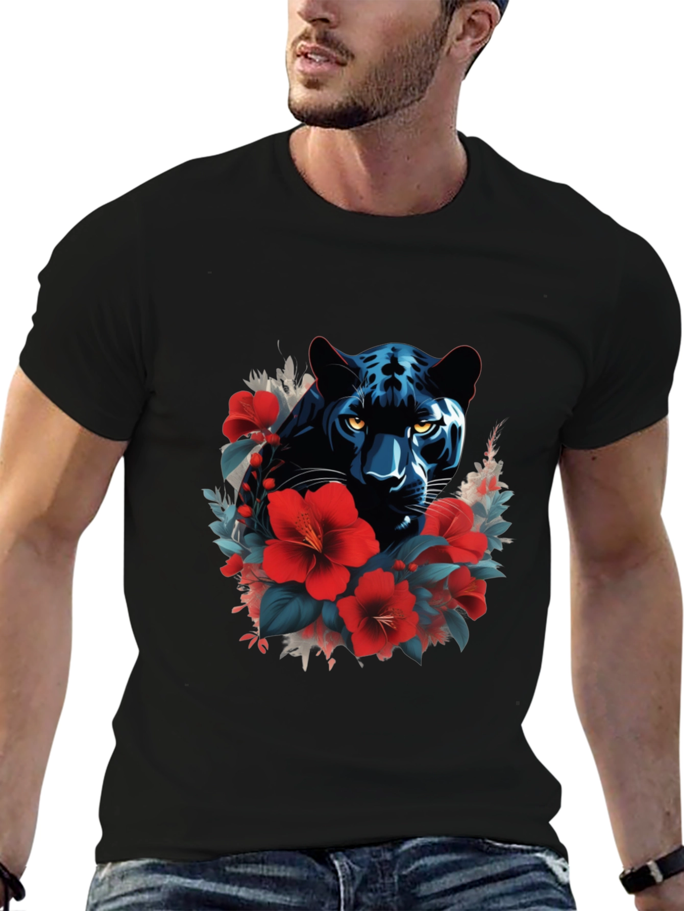 Black Panther Floral Graphic Tee - Mens