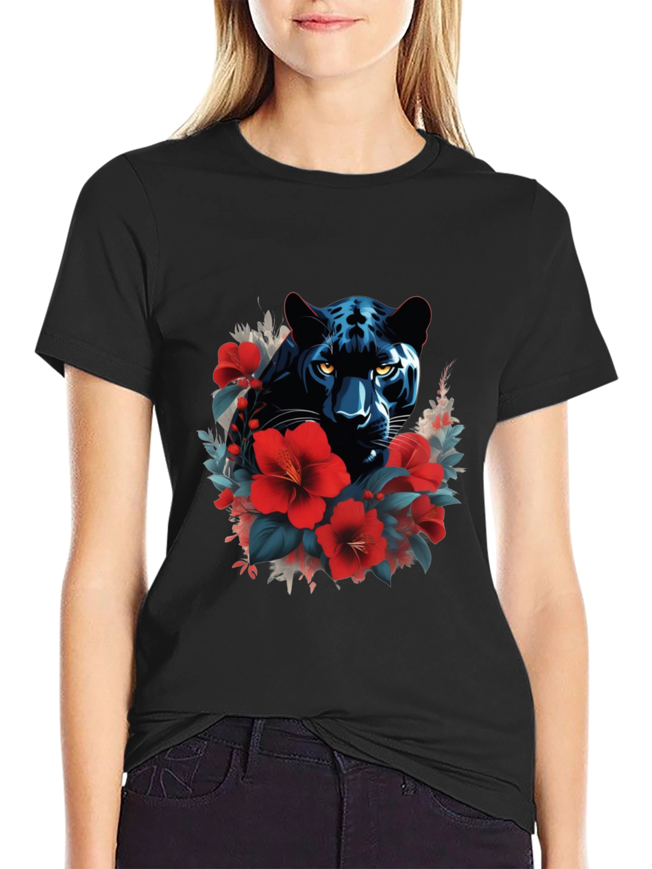 Black Panther Floral Graphic Tee - Mens