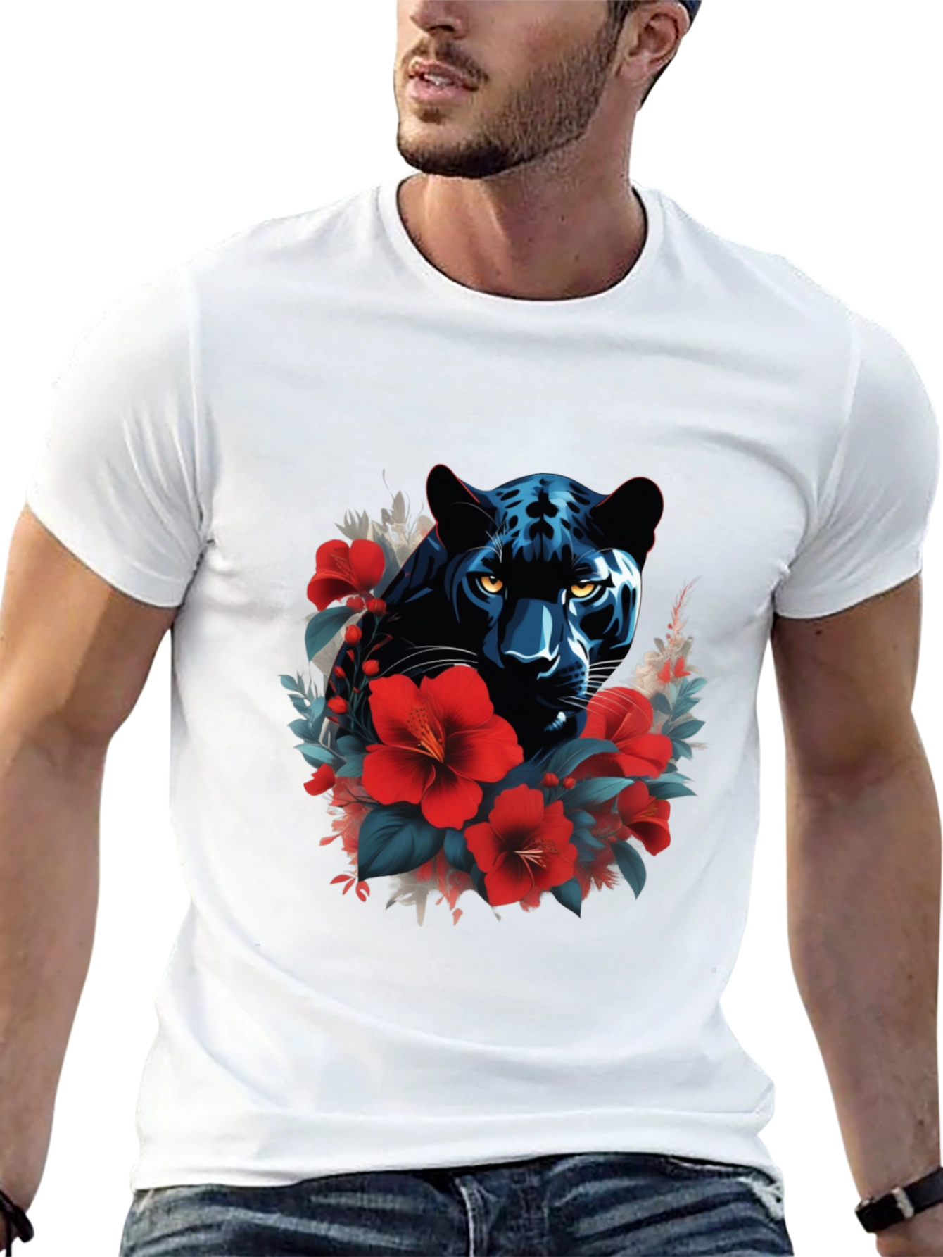 Black Panther Floral Graphic Tee - Mens
