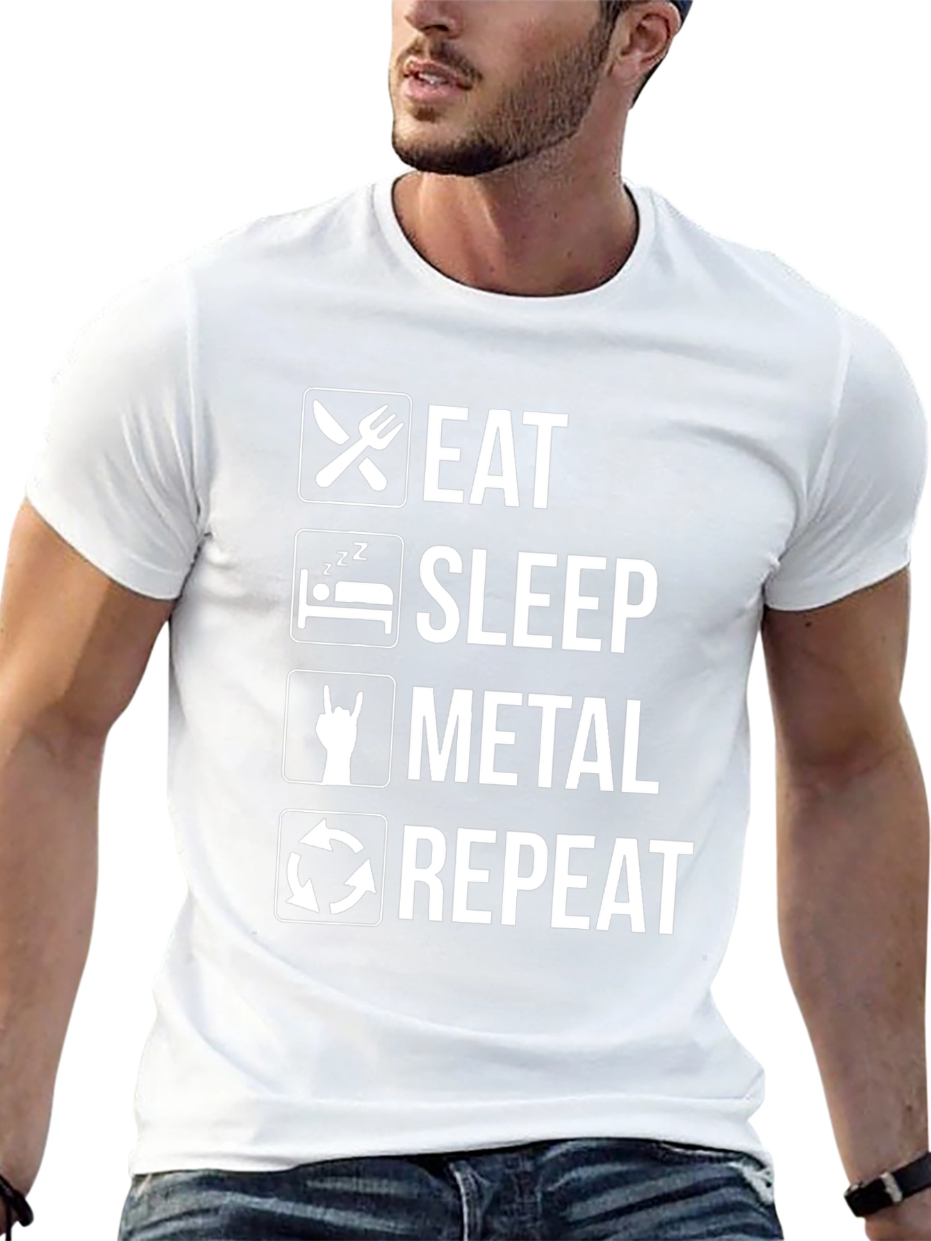 Eat Sleep Metal Repeat Graphic T-Shirt