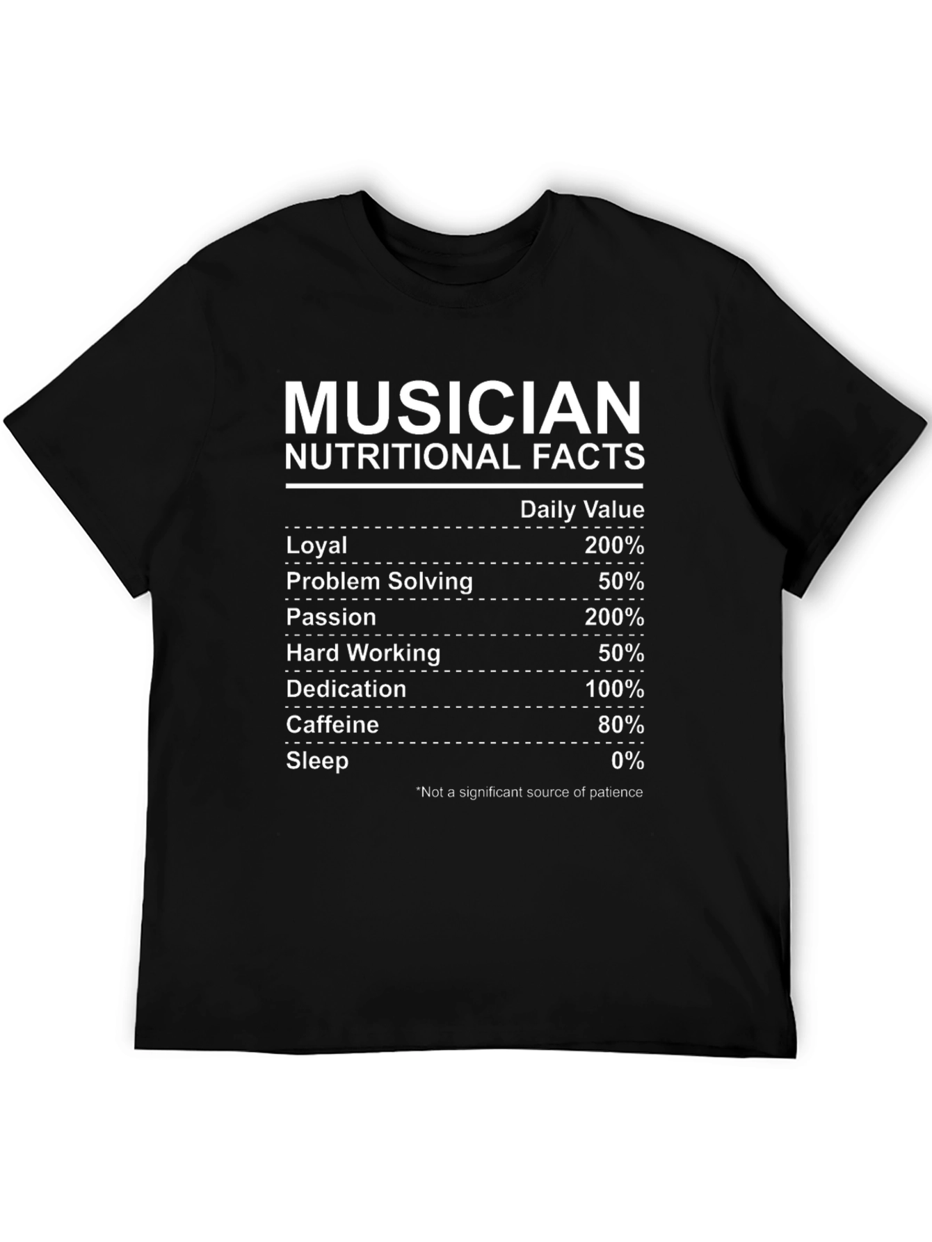Musician Nutritional Facts Graphic T-Shirt