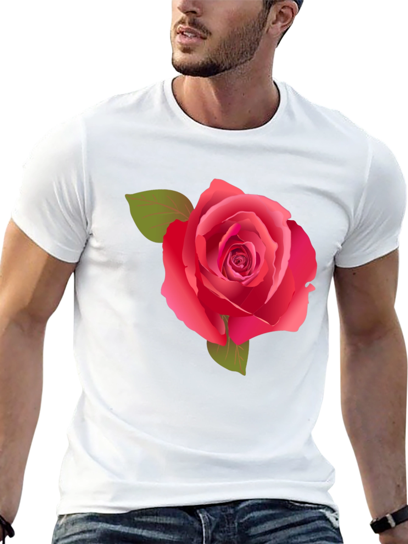 Rose Graphic Tee - Stylish Black Cotton Shirt