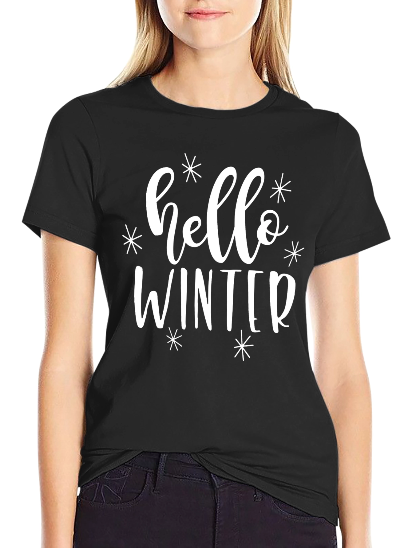 Hello Winter Black Graphic Tee