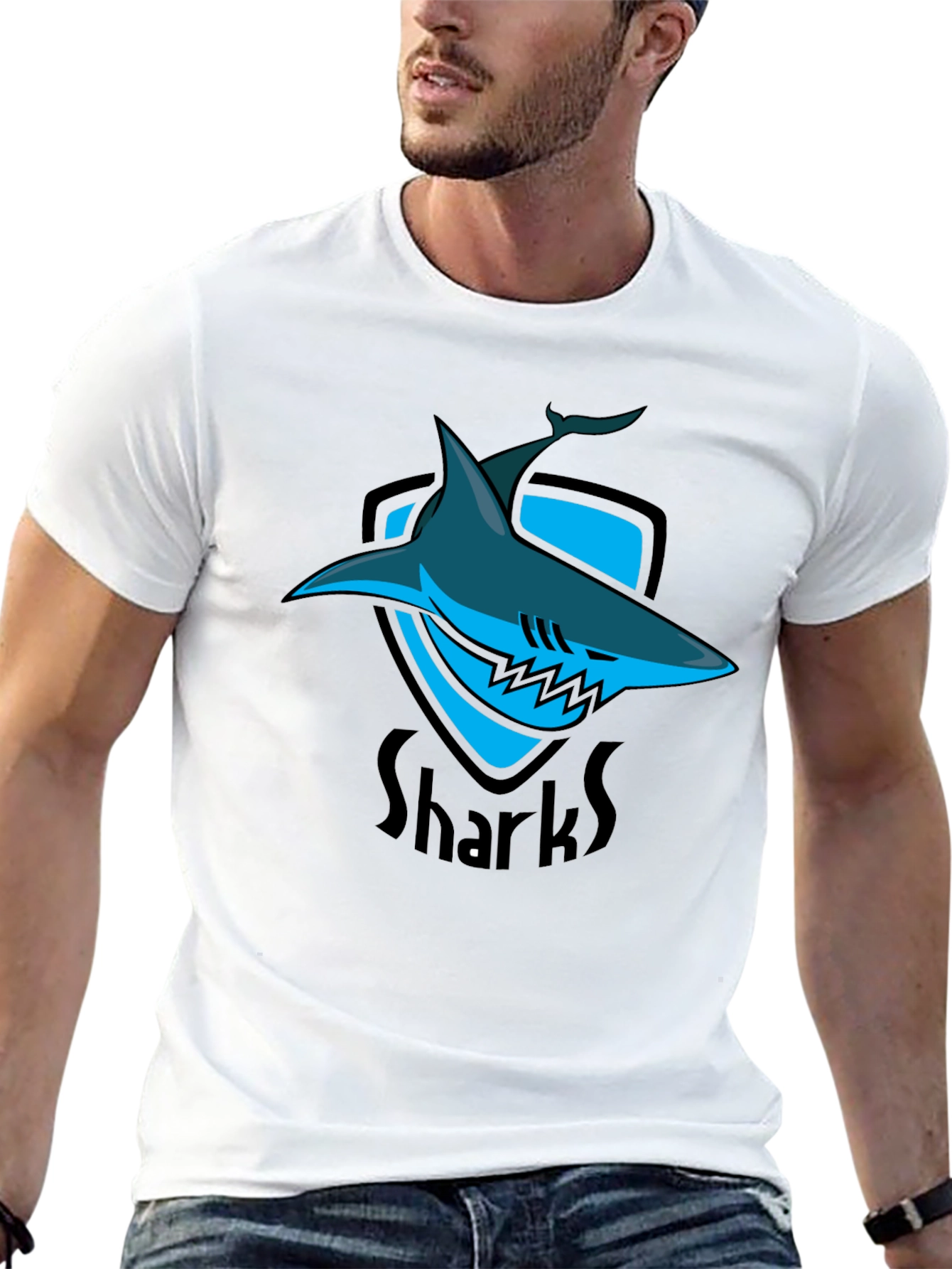 Shark Shield Black T-Shirt - Graphic Print