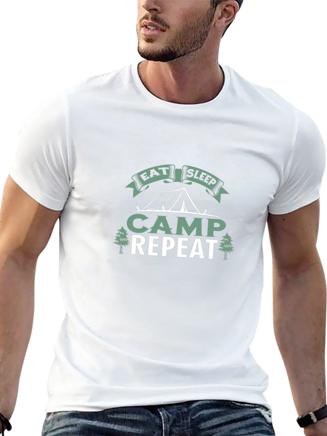Eat Sleep Camp Repeat Black T-Shirt